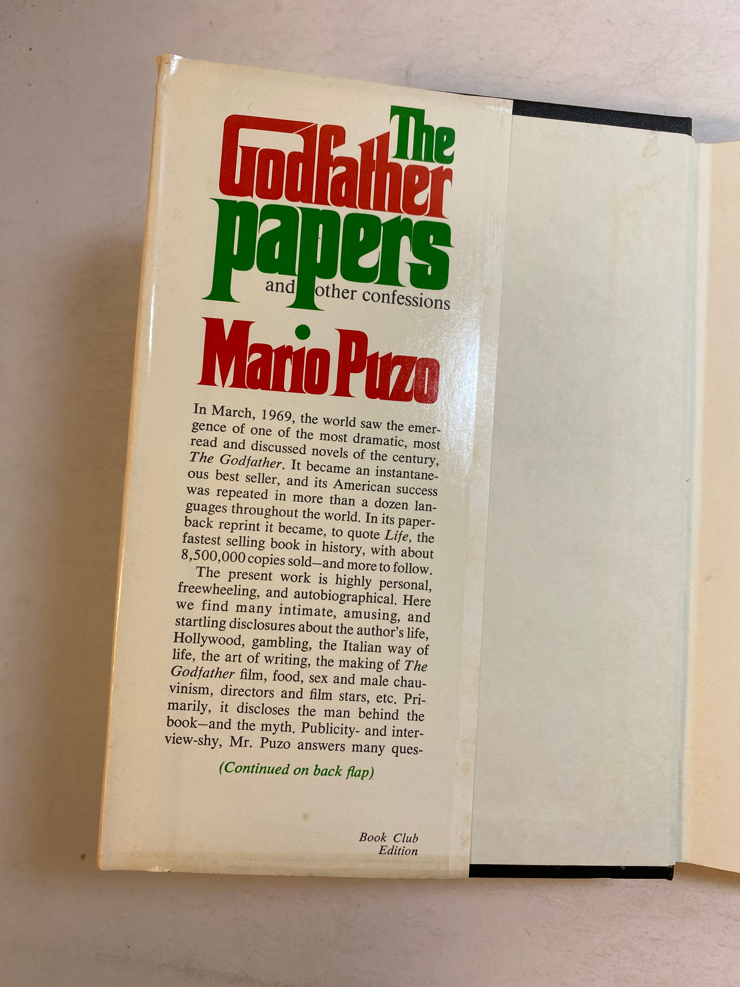 The Godfather Papers Mario Puzo HCDJ 1972