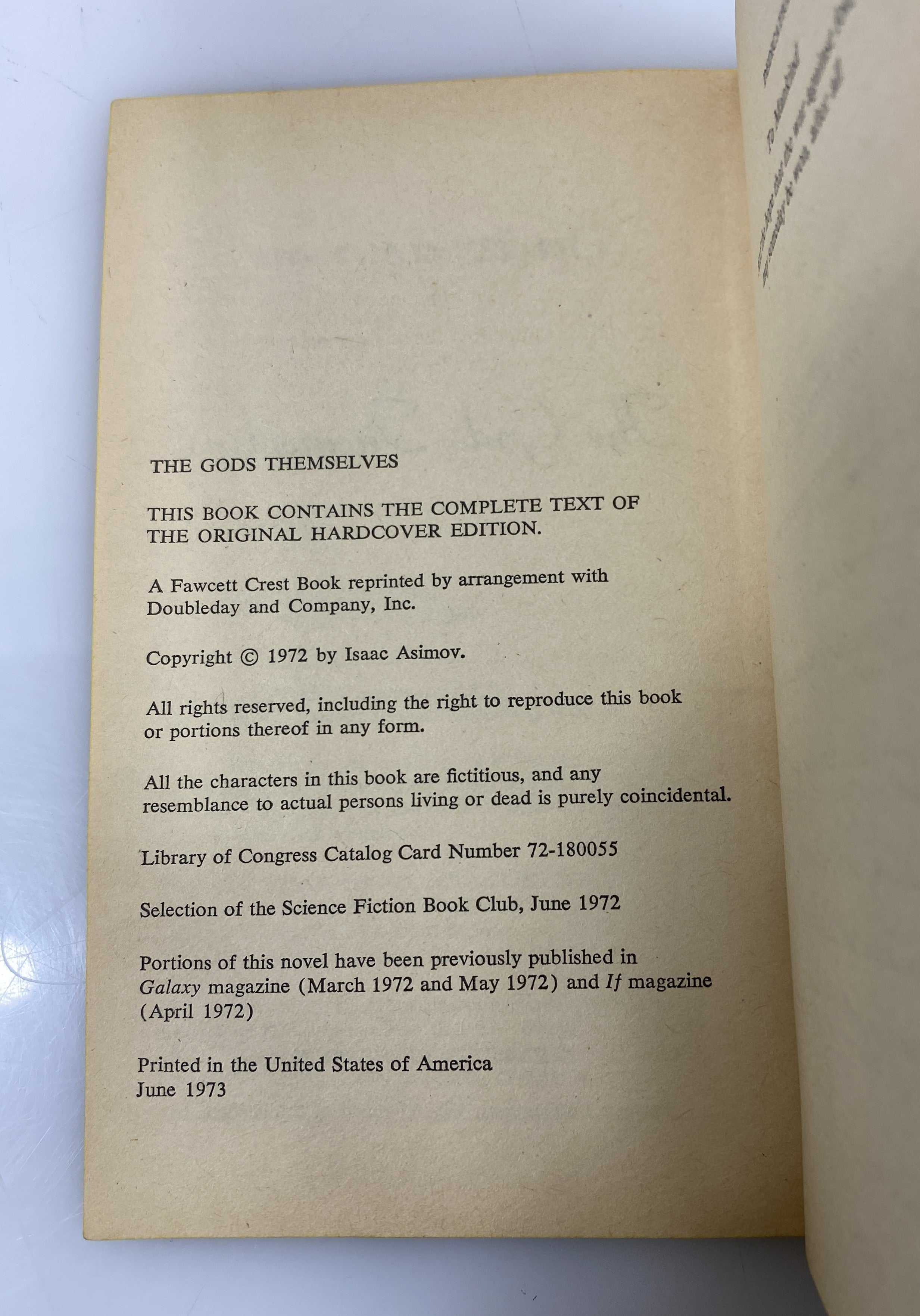 The Gods Themselves by Isaac Asimov 1972 Fawcett Crest SC