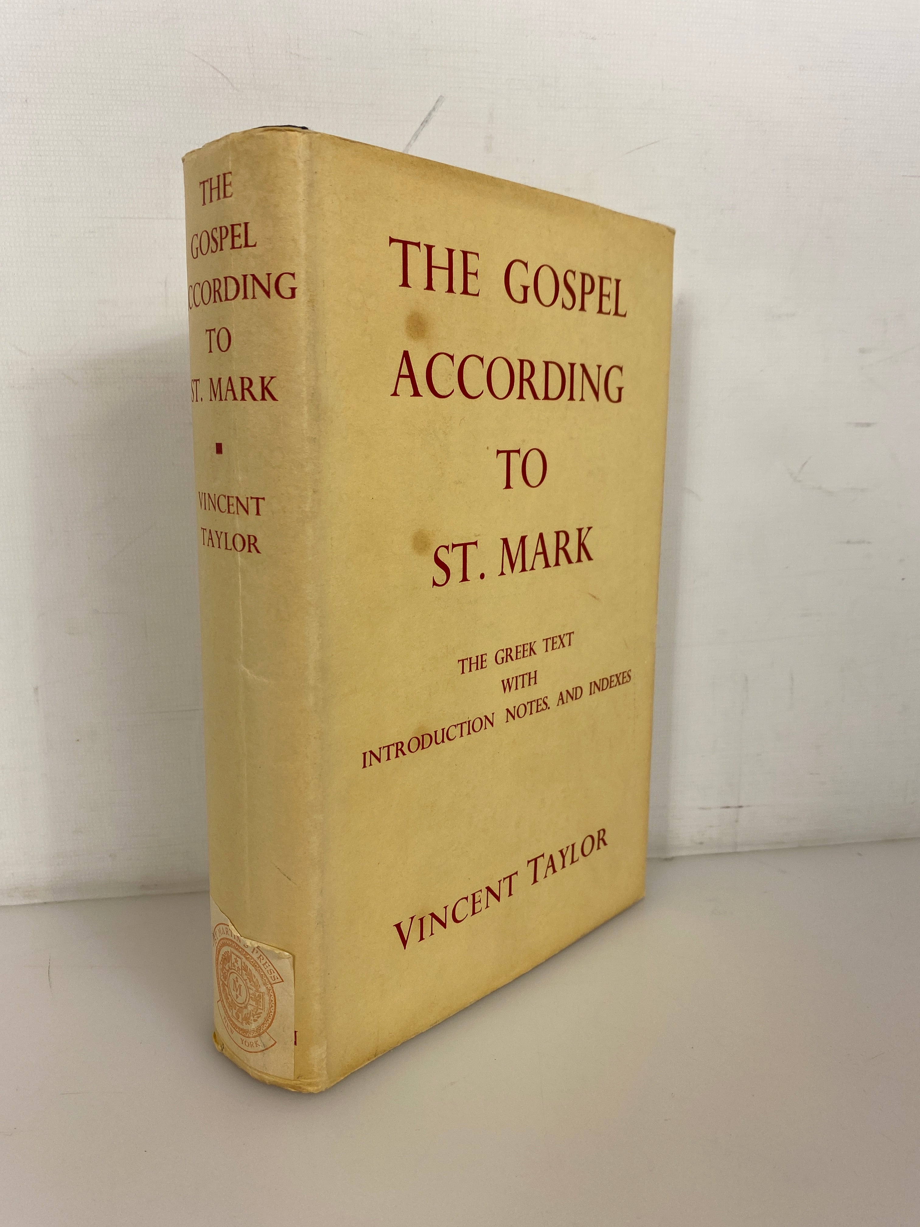 The Gospel According to St. Mark Vincent Taylor 1955 Reprint HC DJ