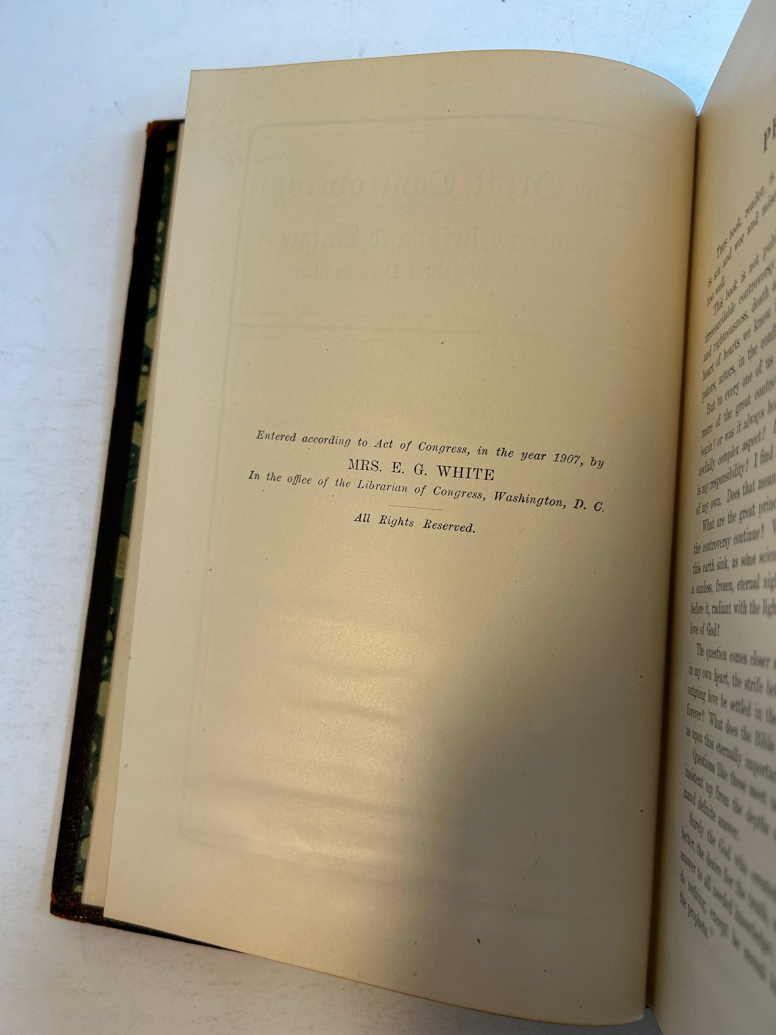 The Great Controversy Between Christ and Satan Pacific Press 1907 Leatherbound HC