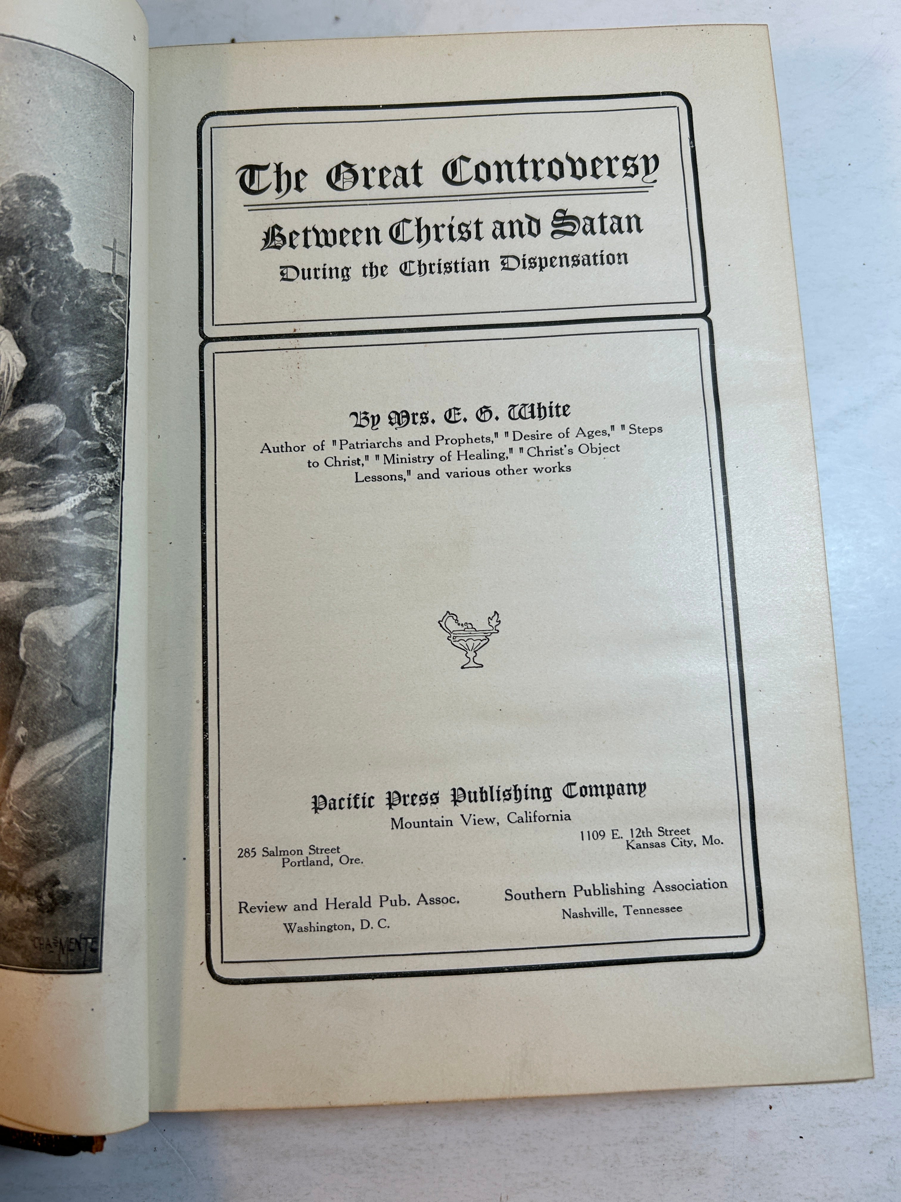 The Great Controversy Between Christ and Satan Pacific Press 1907 Leatherbound HC
