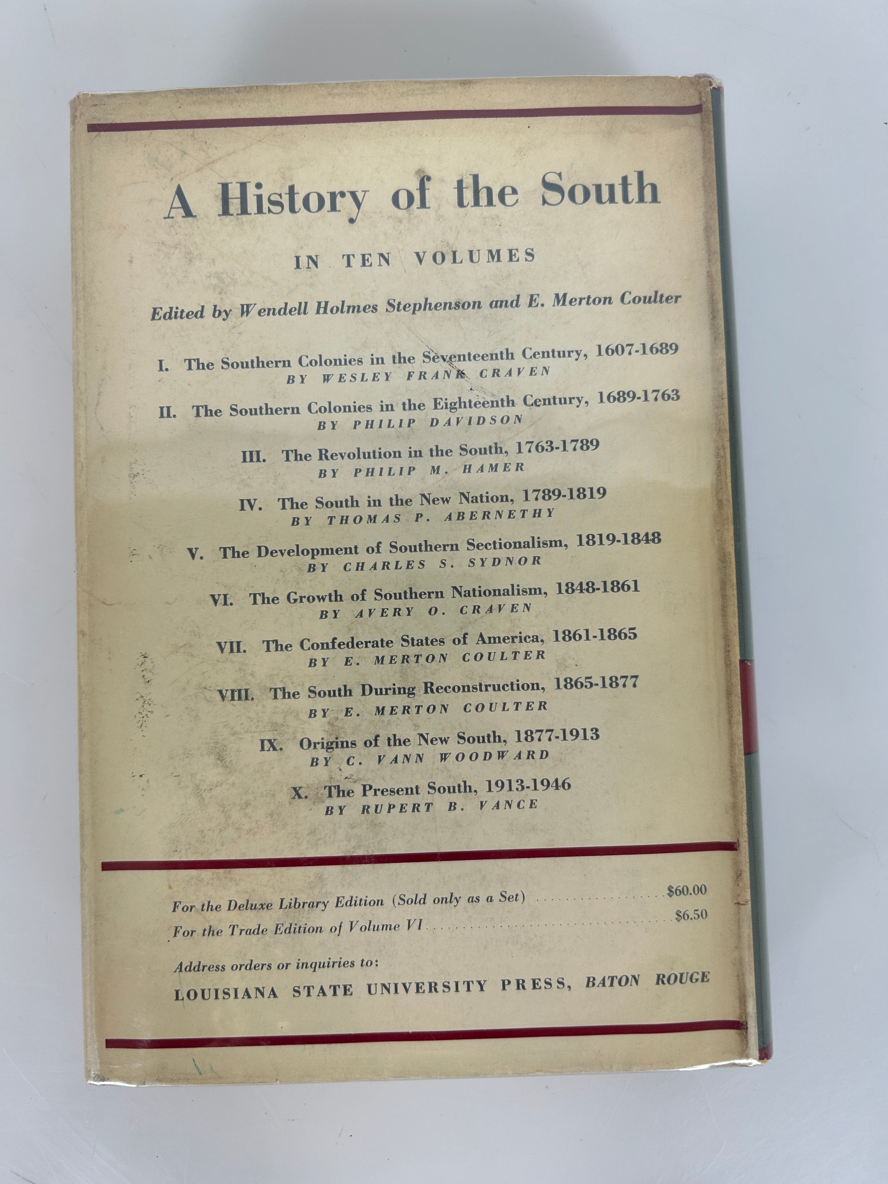 The Growth of Southern Nationalism 1848-1861 by Avery Craven 1953 HCDJ