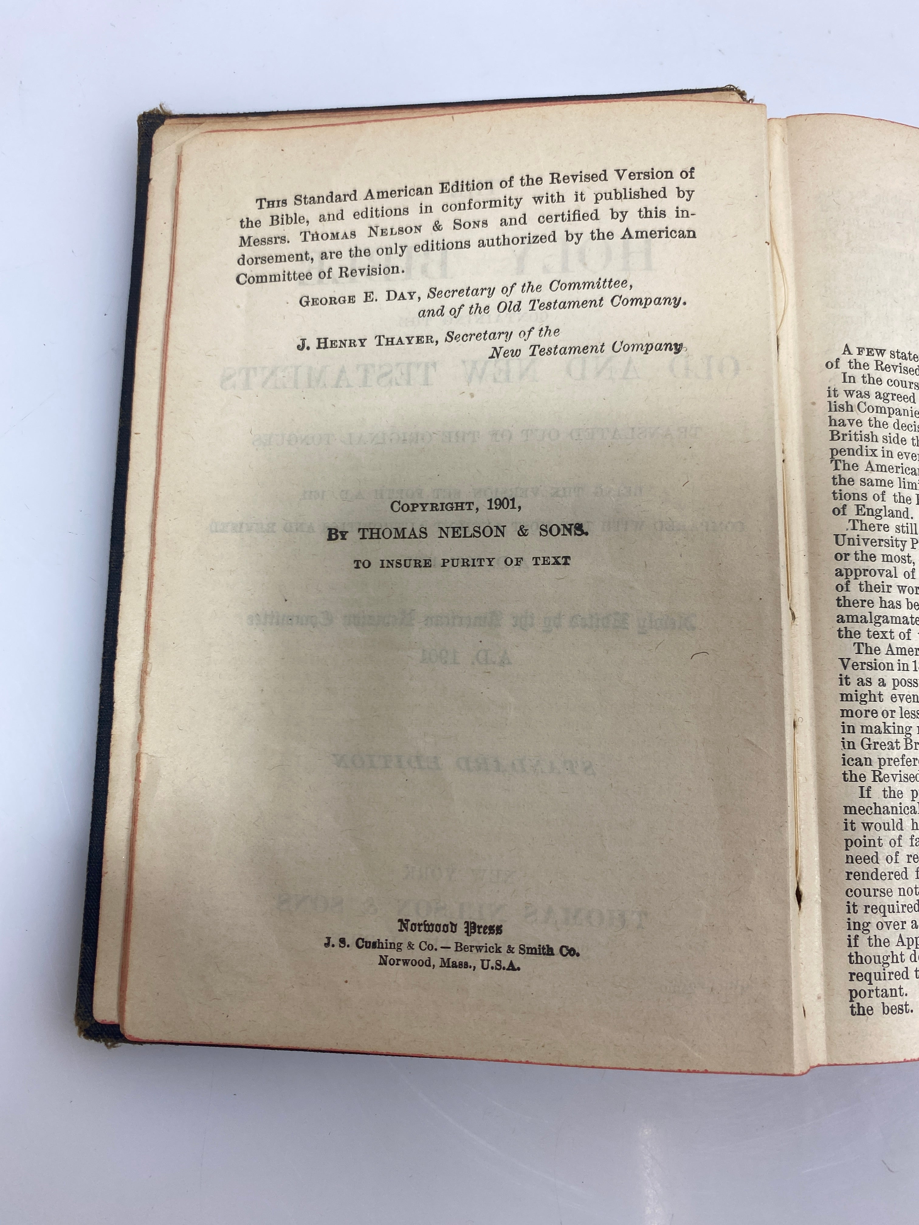 The Holy Bible Standard Edition Thomas Nelson & Sons 1901 HC