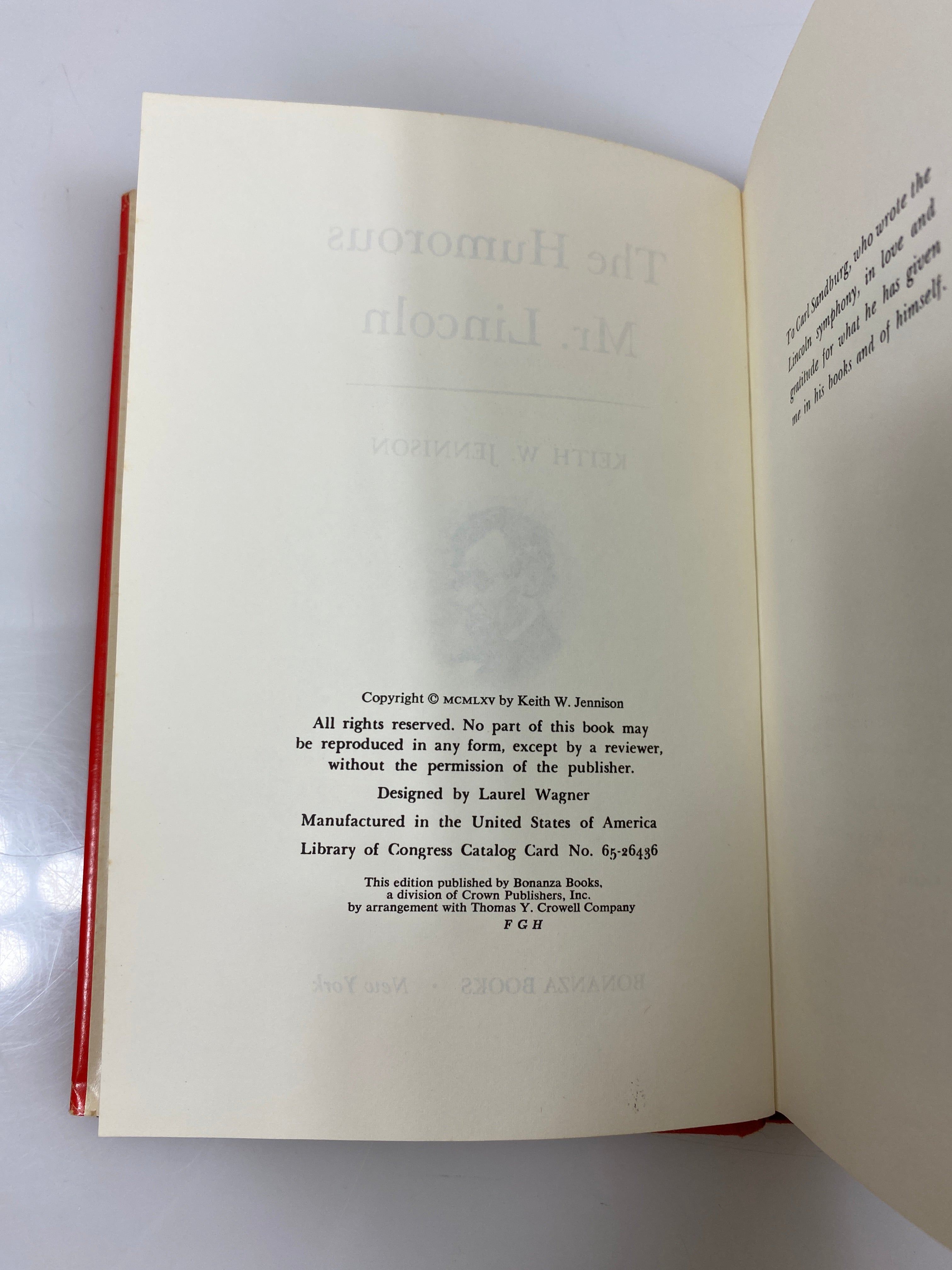 The Humorous Mr. Lincoln by Jennison 1965 HCDJ