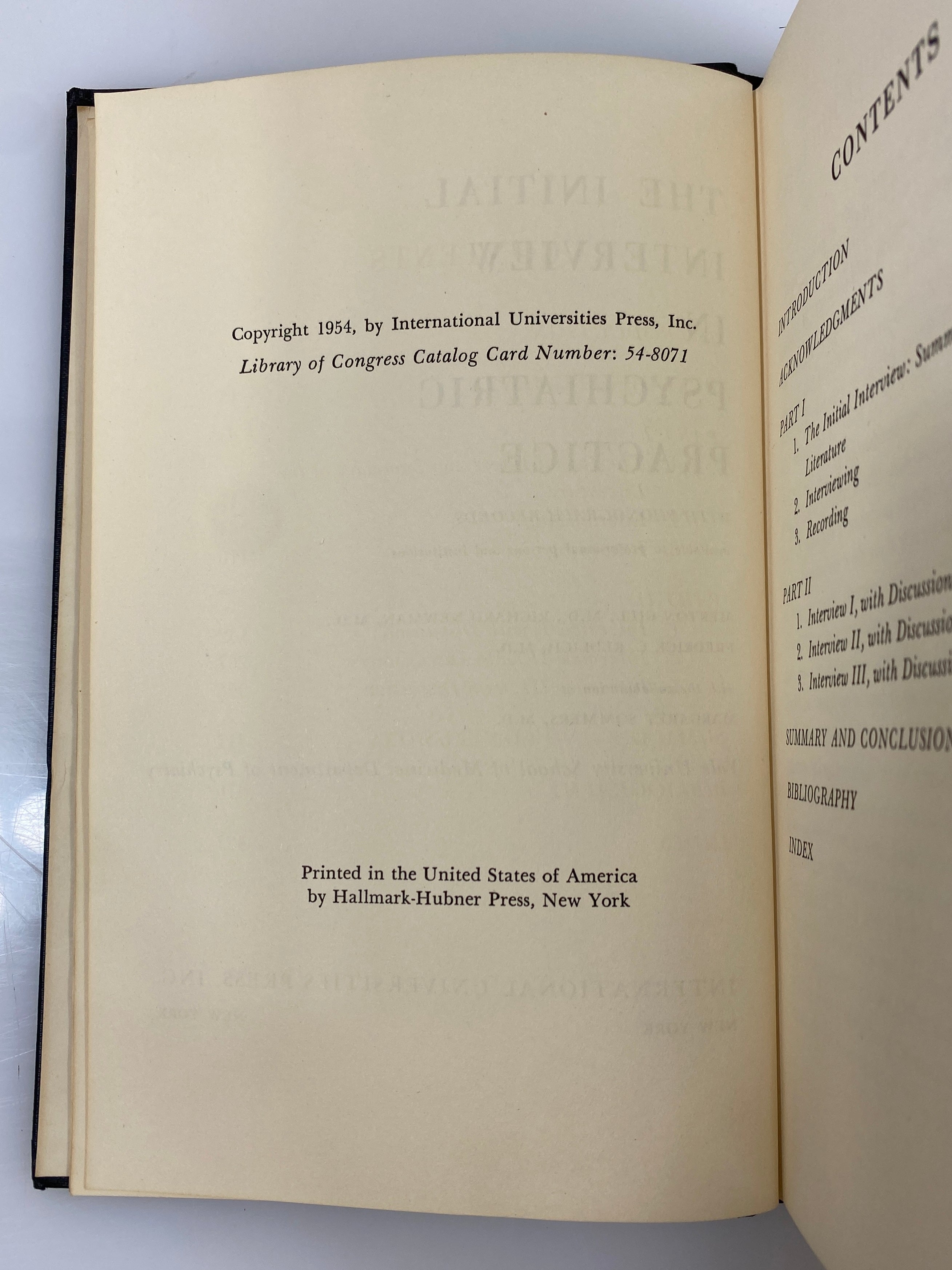 The Initial Interview in Psychiatric Practice Gill/Newman/Redlich 1954 HC