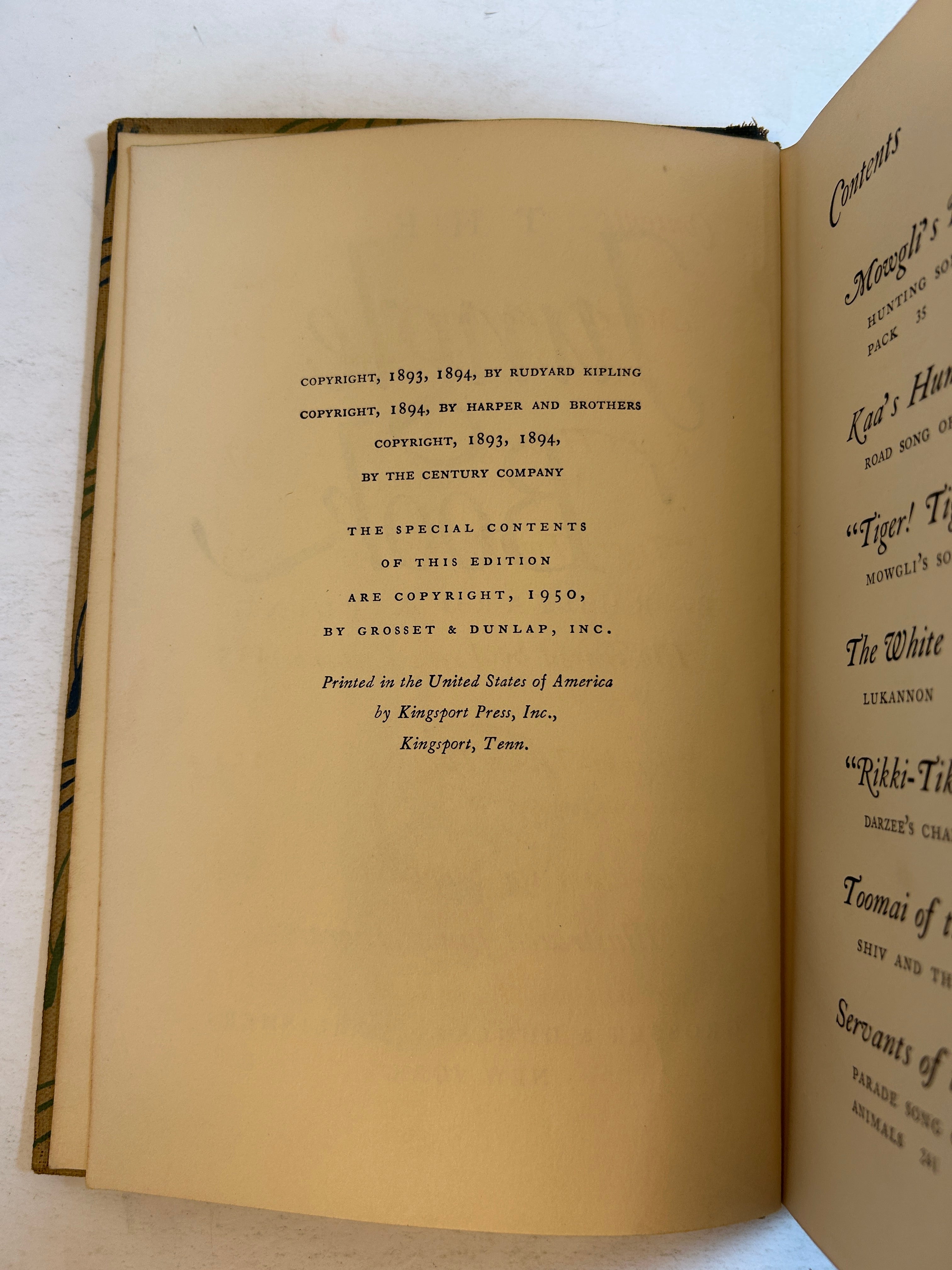 The Jungle Book Rudyard Kipling Illustrated Junior Lib Grosset & Dunlop 1950 HC