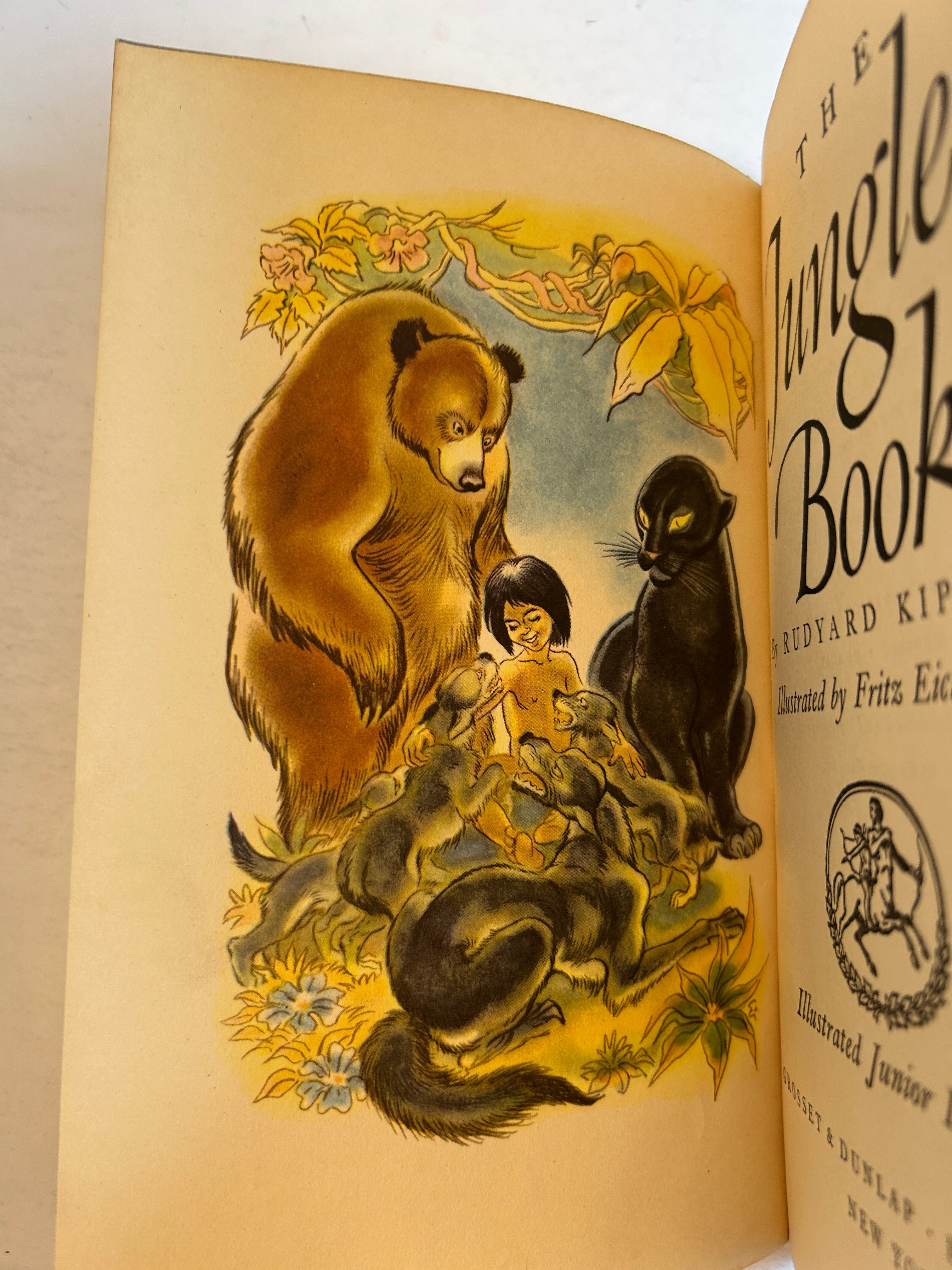The Jungle Book Rudyard Kipling Illustrated Junior Lib Grosset & Dunlop 1950 HC