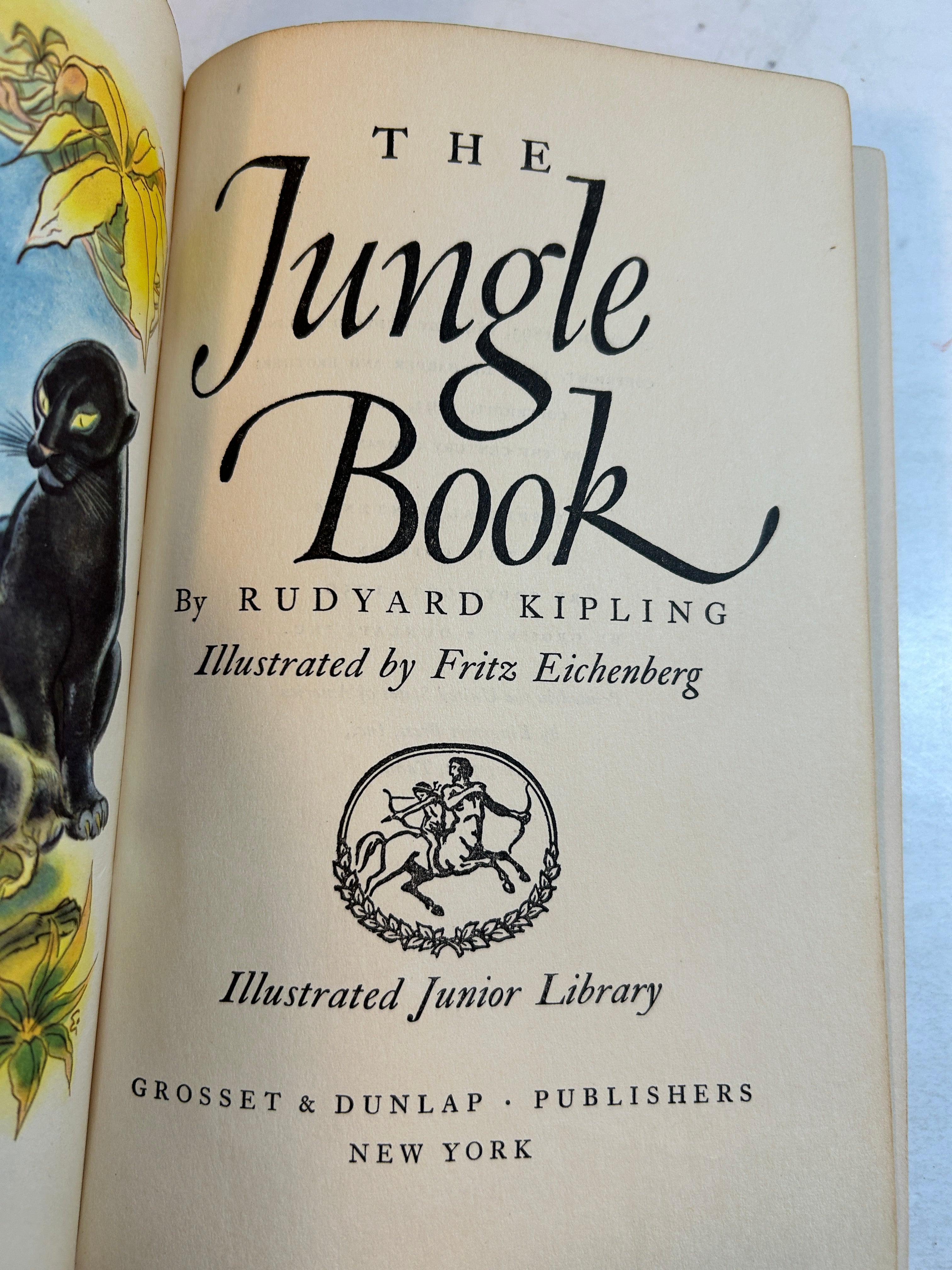 The Jungle Book Rudyard Kipling Illustrated Junior Lib Grosset & Dunlop 1950 HC