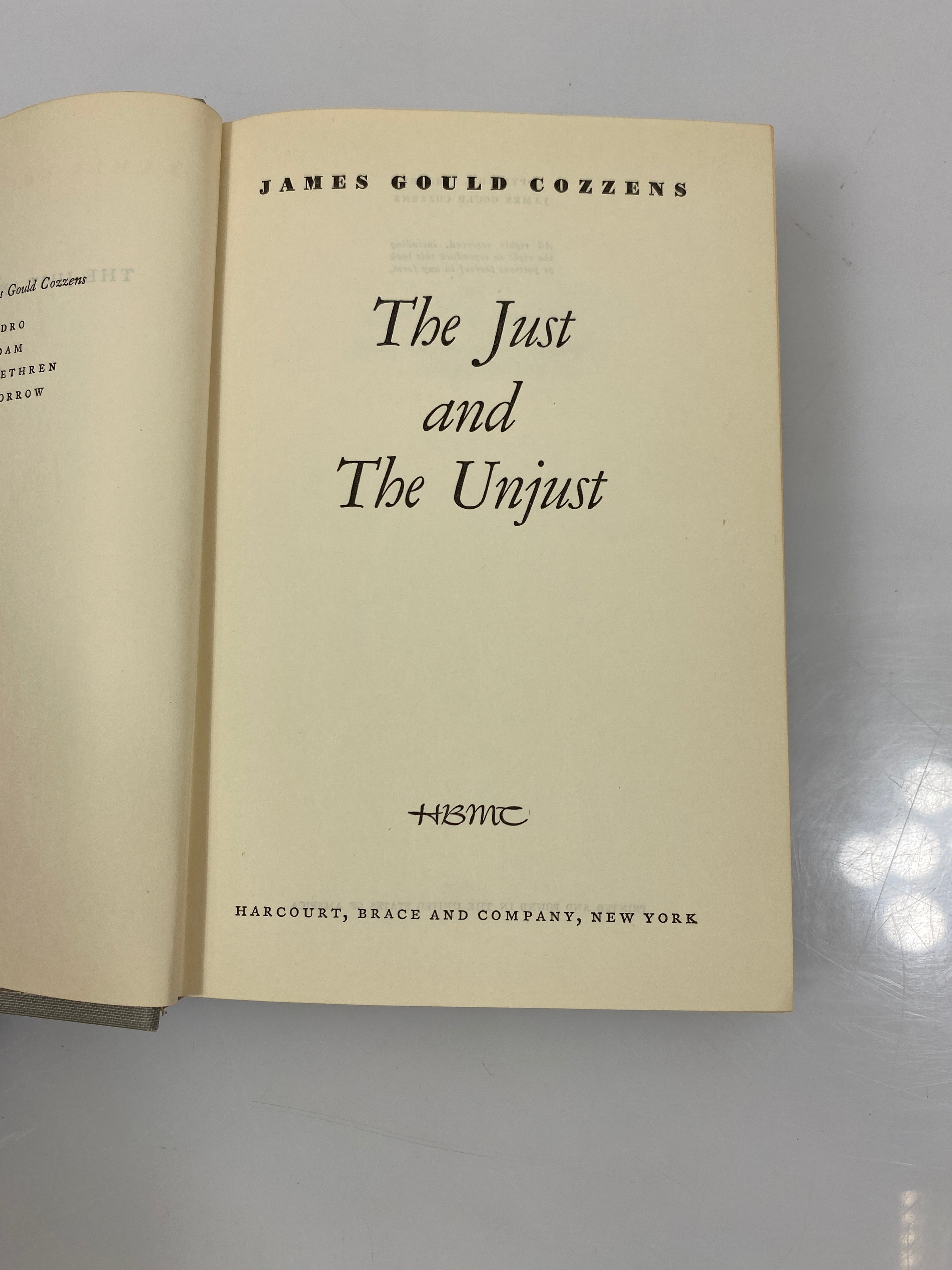 The Just and The Unjust by Cozzens 1942 HCDJ