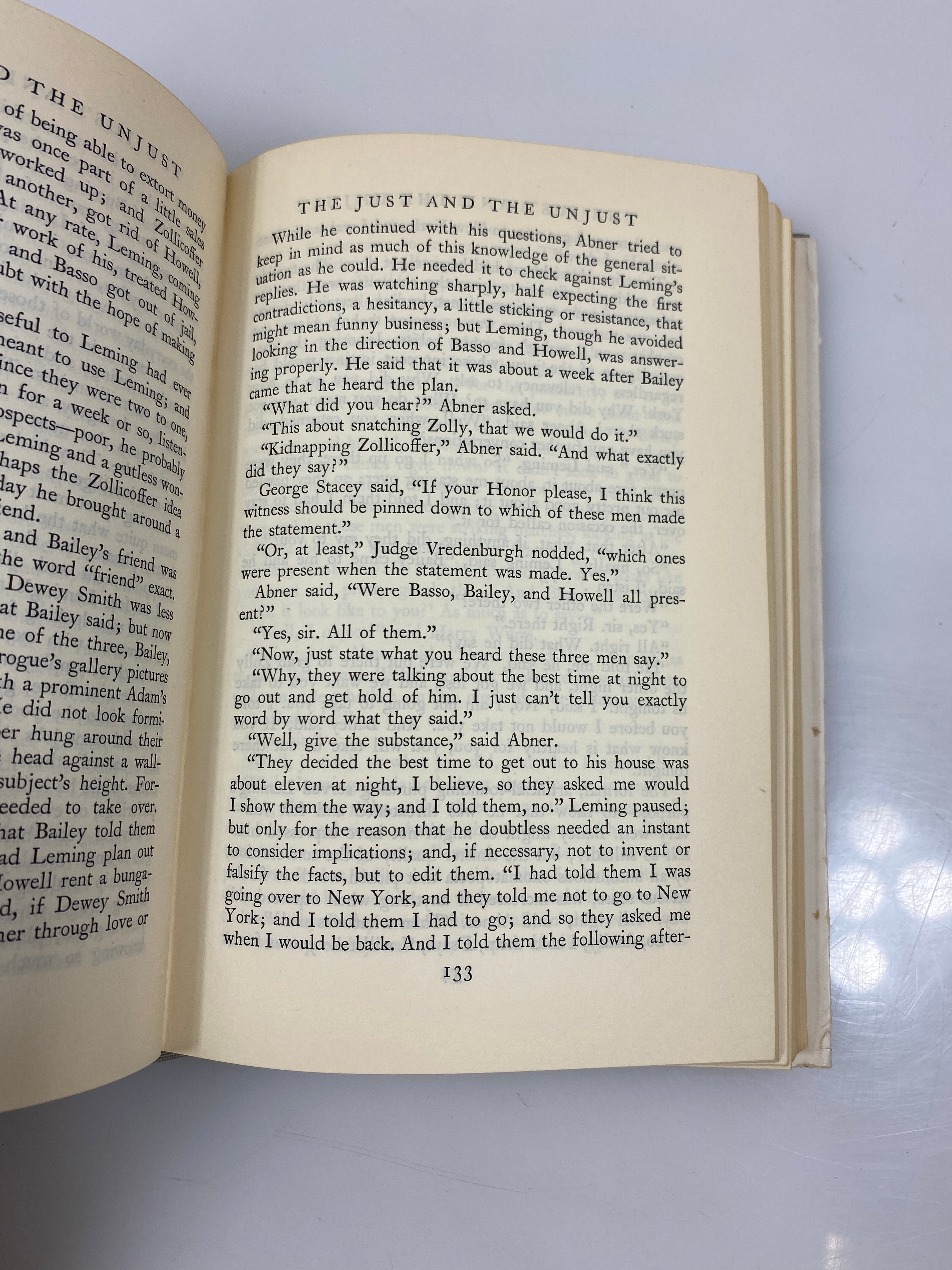 The Just and The Unjust by Cozzens 1942 HCDJ