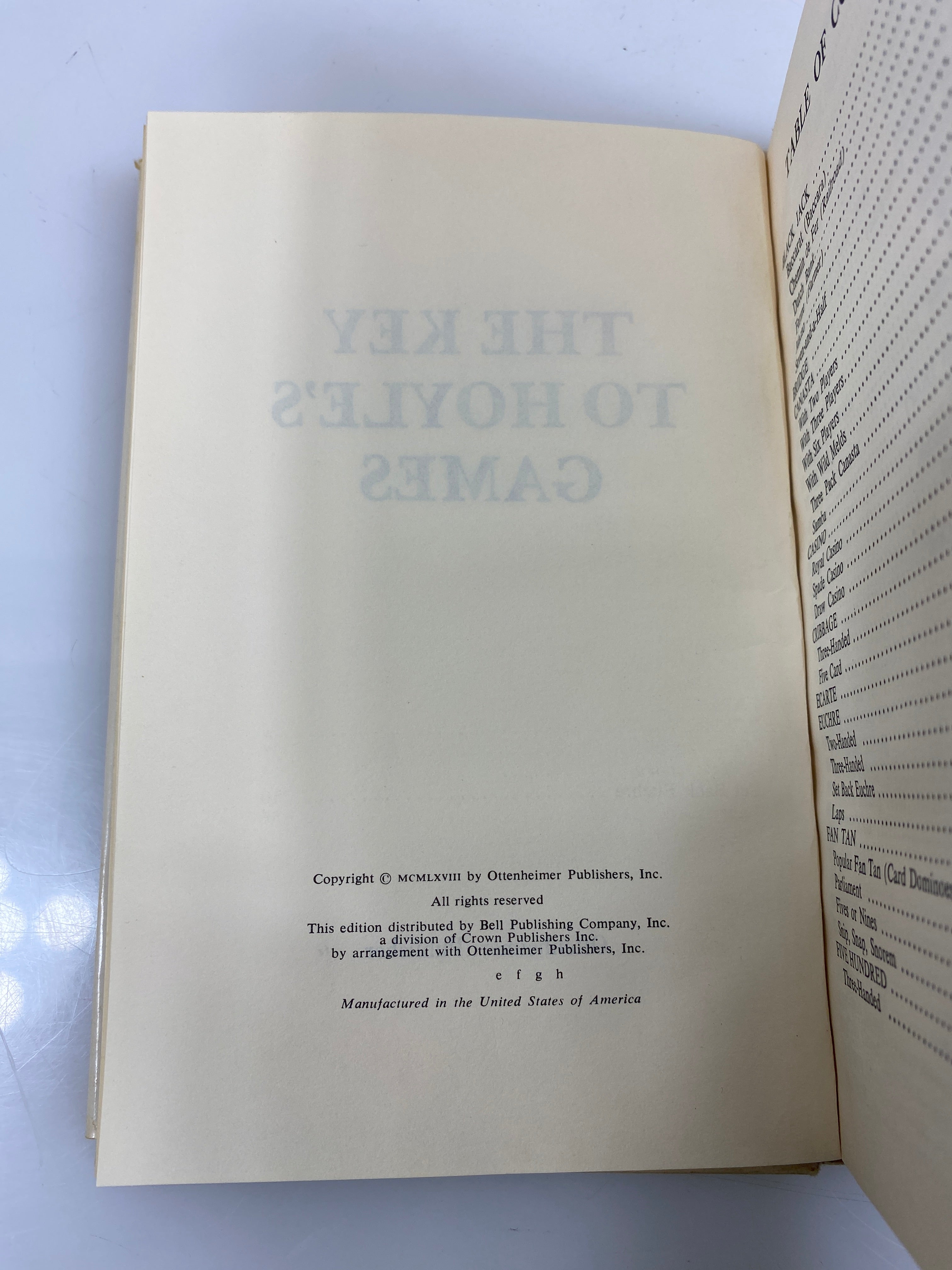 The Key to Hoyle's Games Ottenheimer 1968 HCDJ