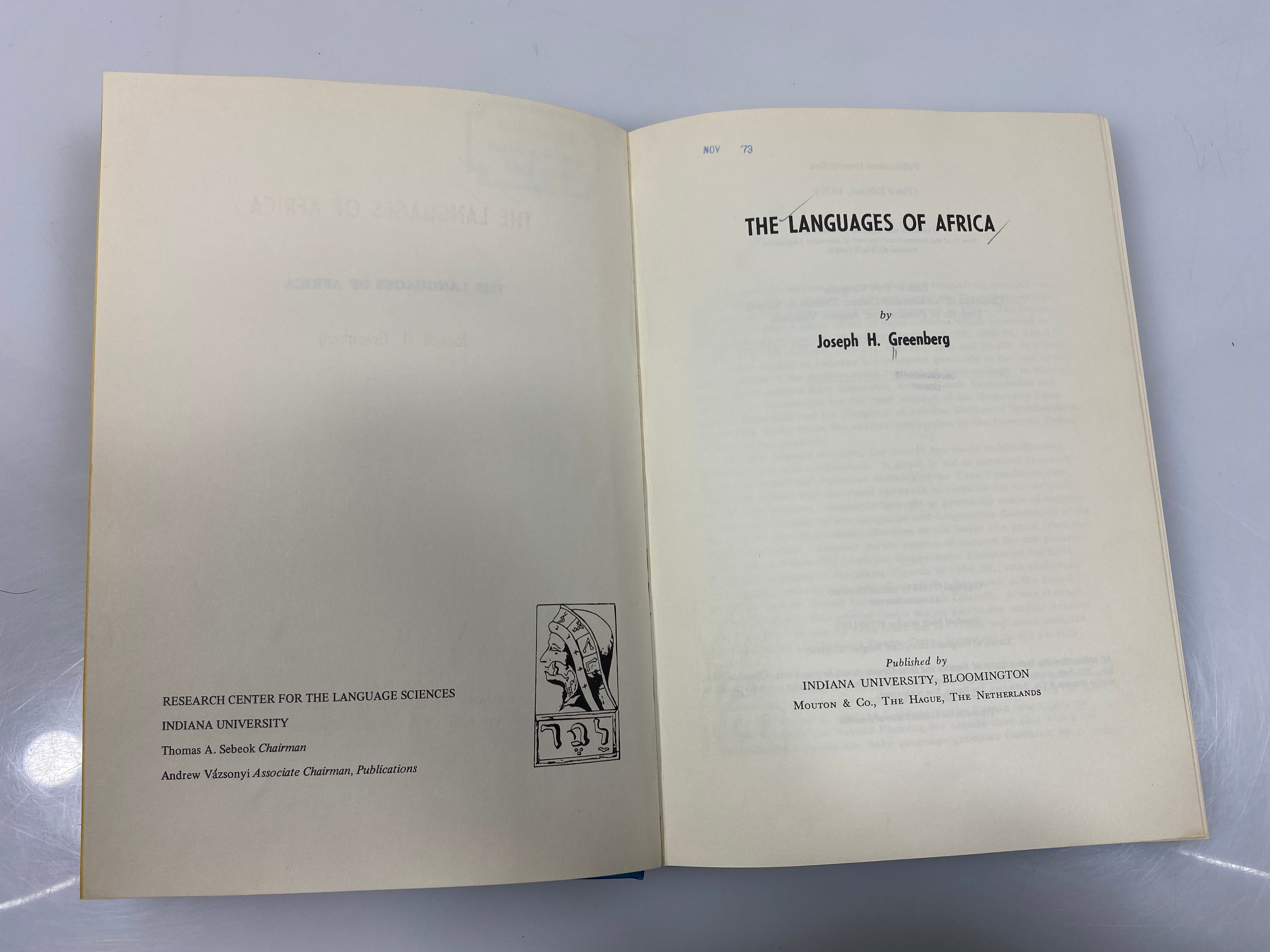 The Languages of Africa by Joseph Greenberg Ex-library 1970 HC