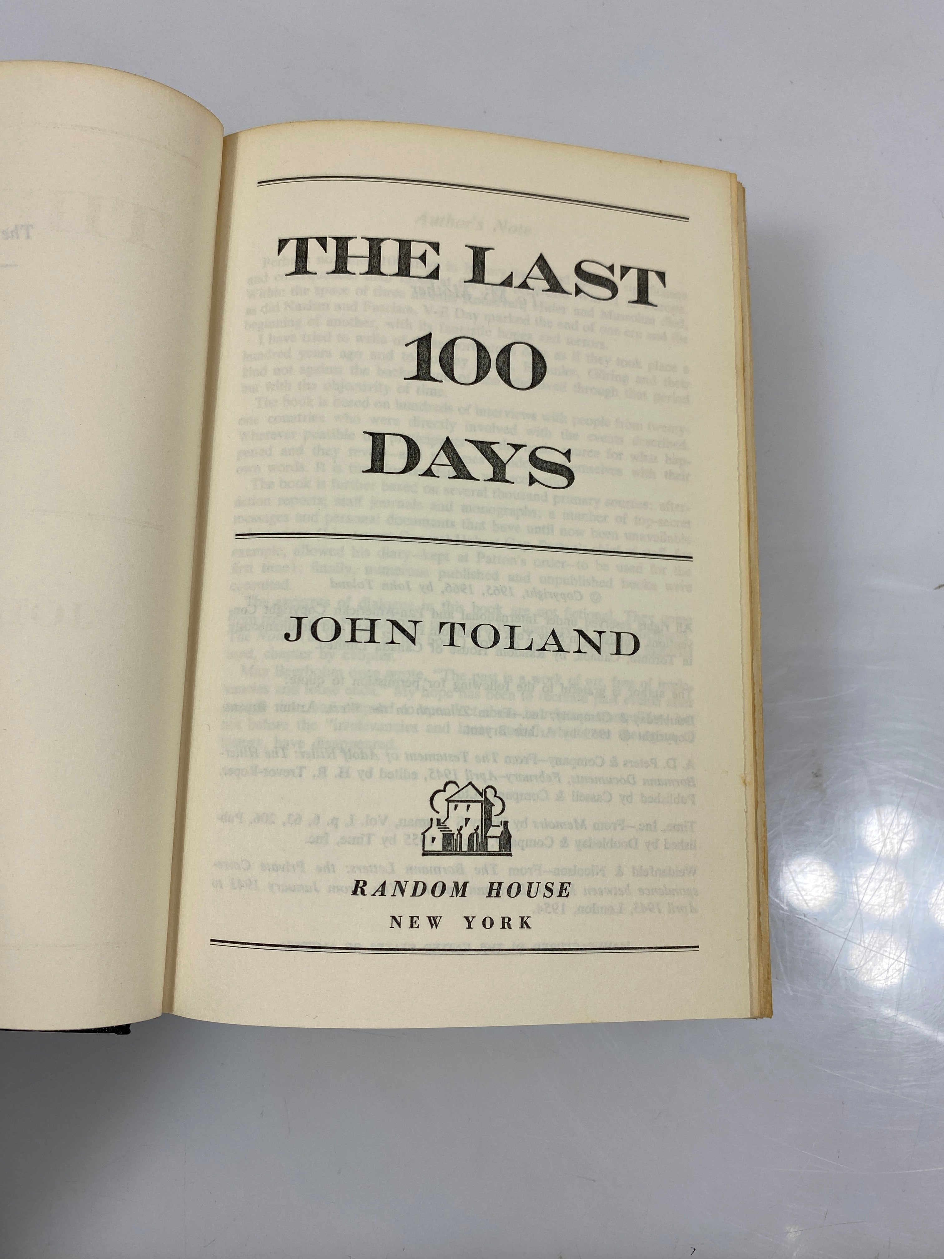 The Last 100 Days by Toland Random House 1966 HCDJ