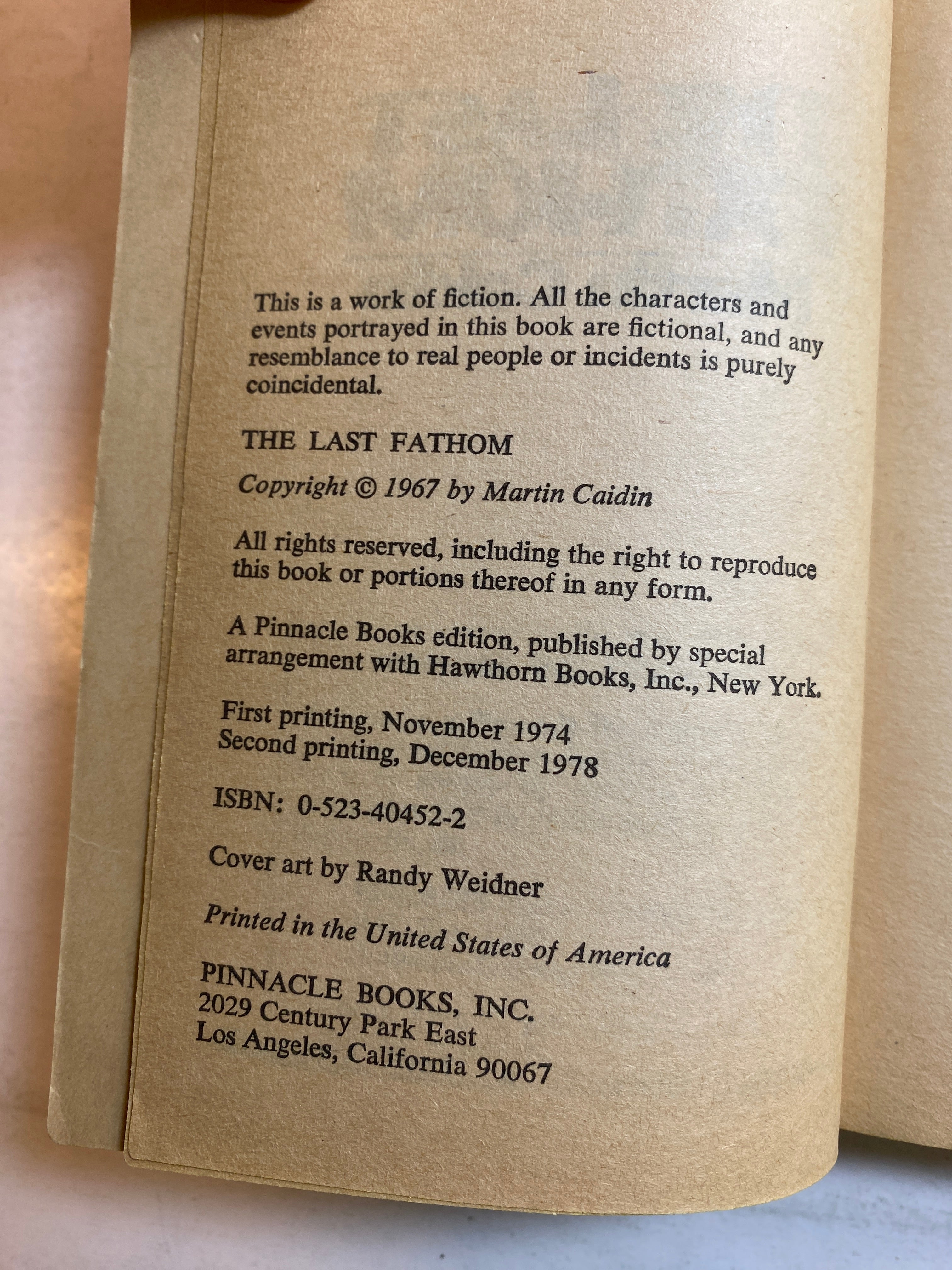 The Last Fathom Martin Caidin Paperback 1978
