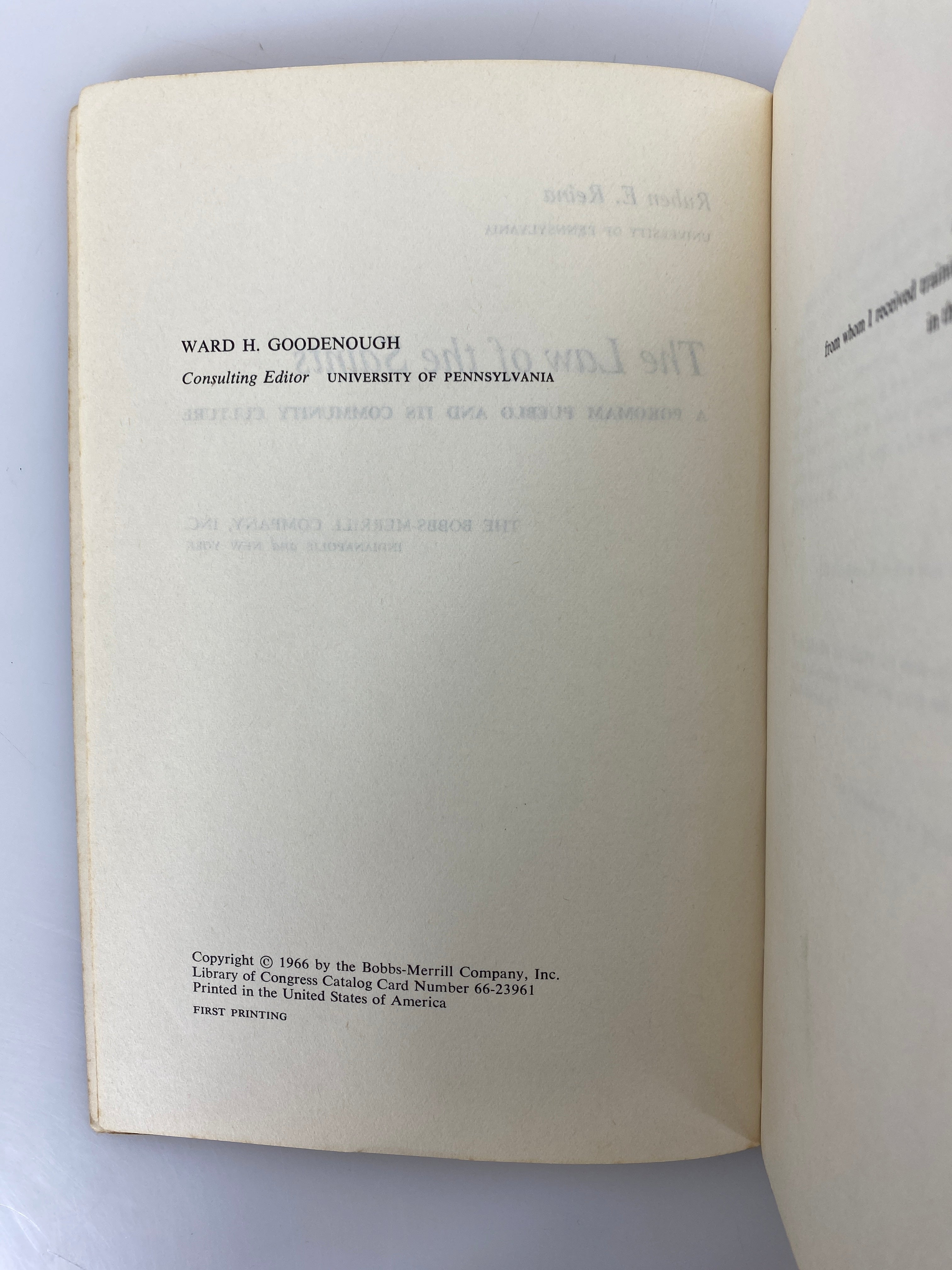 The Law of the Saints by Ruben E. Reina 1966 First Printing Vintage SC