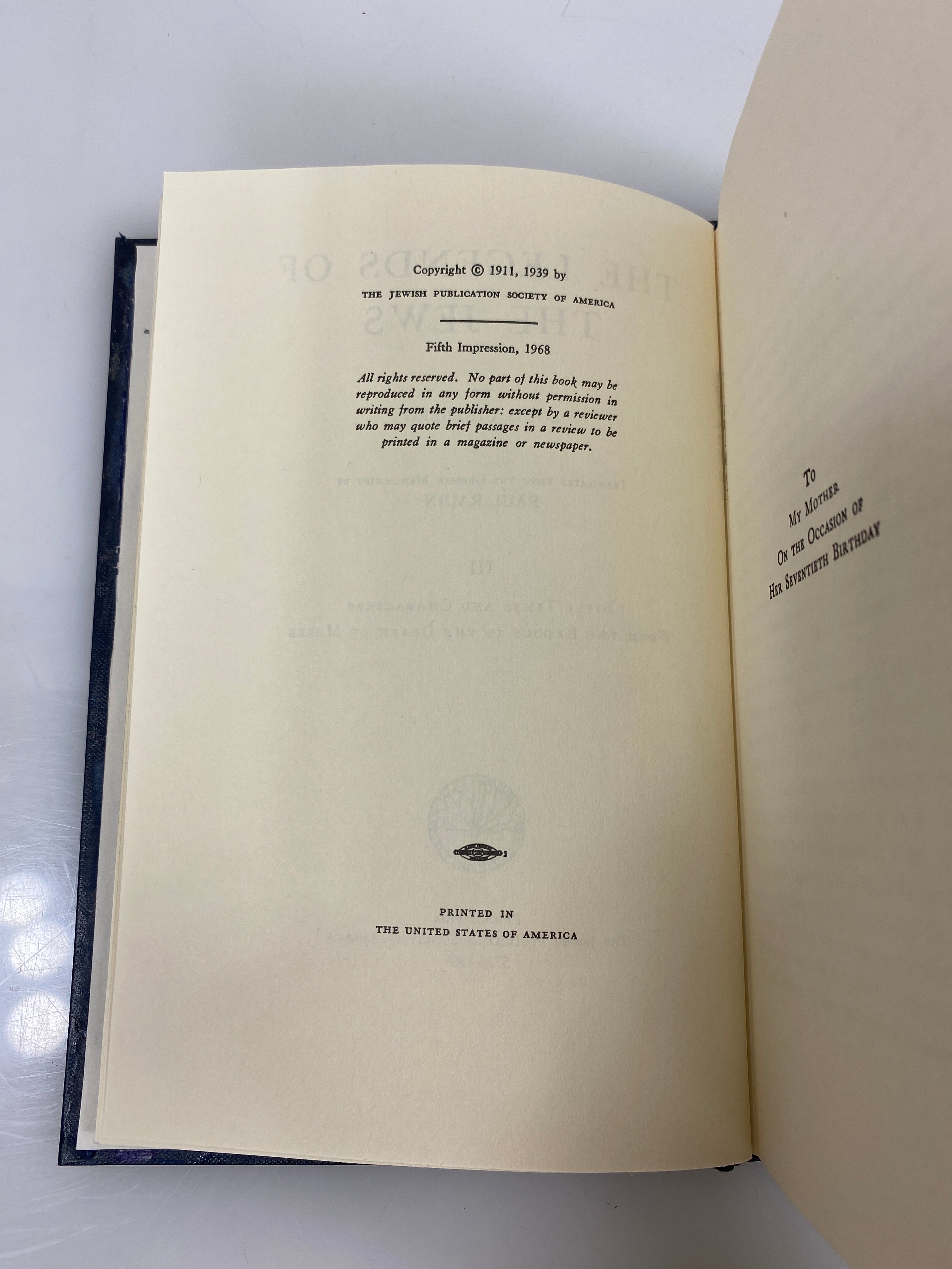The Legends of the Jews by Ginzberg 1968 Ex-library HC