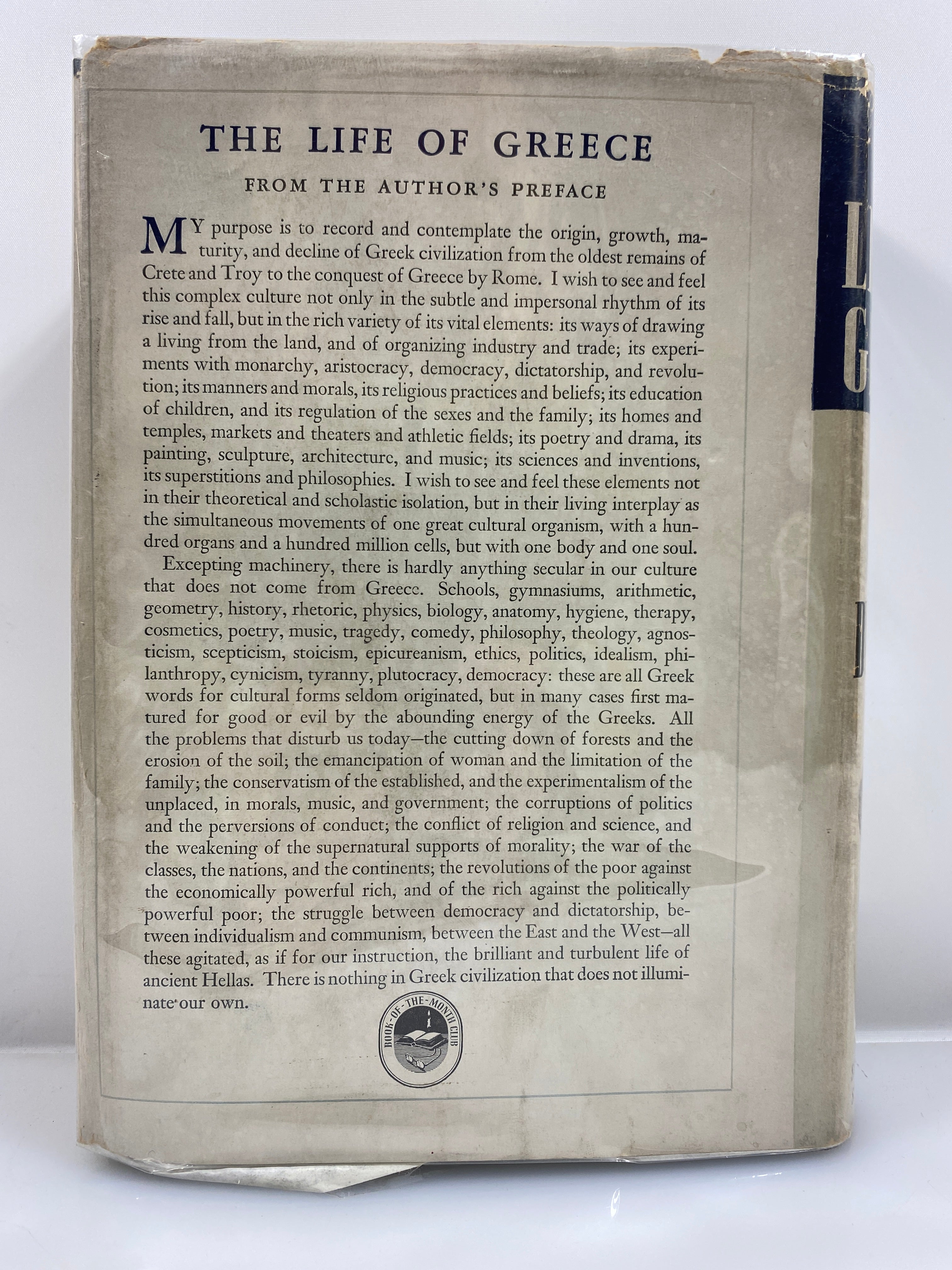 The Life if Greece by Will Durant 1939 HCDJ