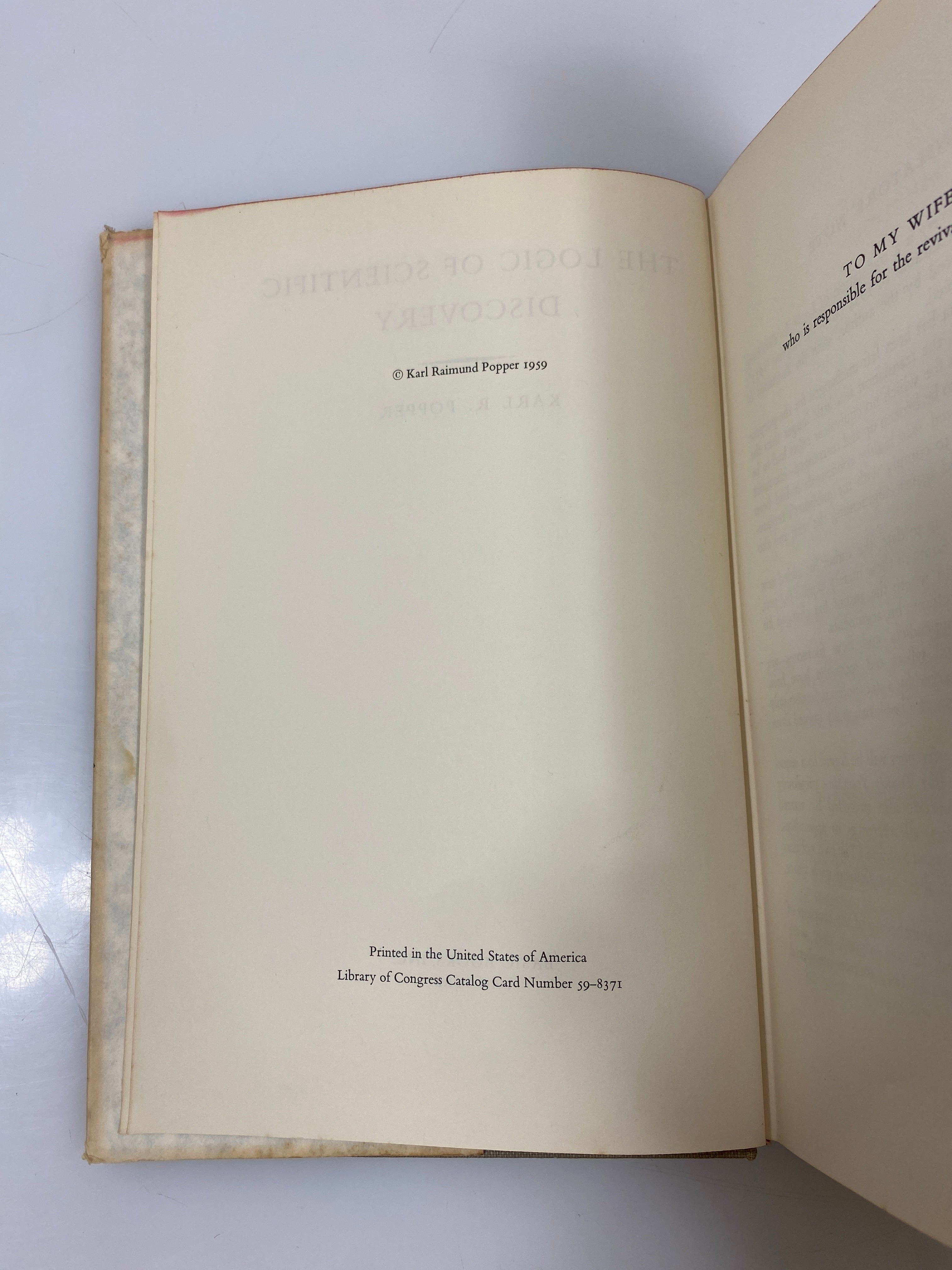 The Logic of Scientific Discovery by Karl Popper 1959 HCDJ