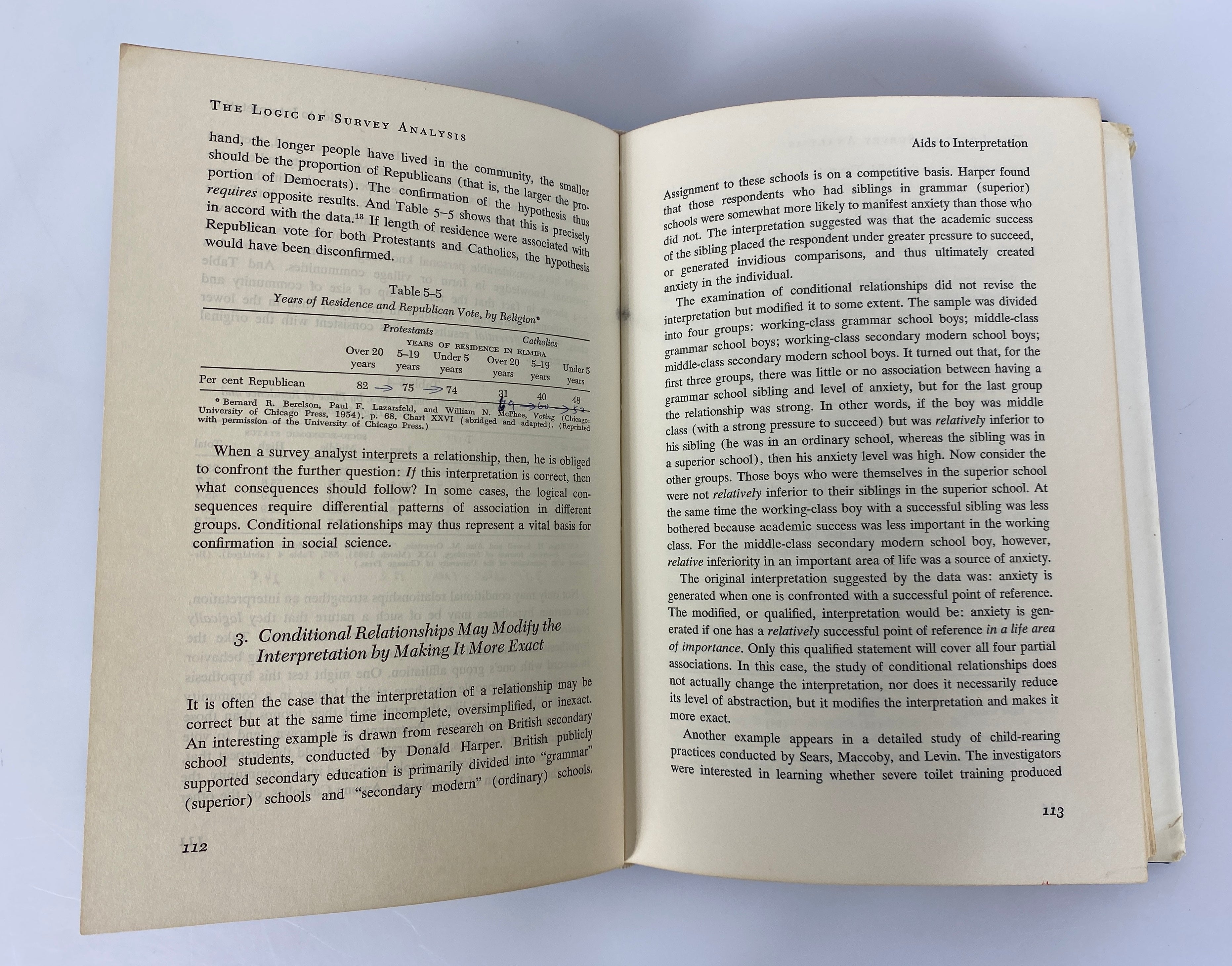 The Logic of Survey Analysis by Morris Rosenberg 1968 2nd Printing HC DJ