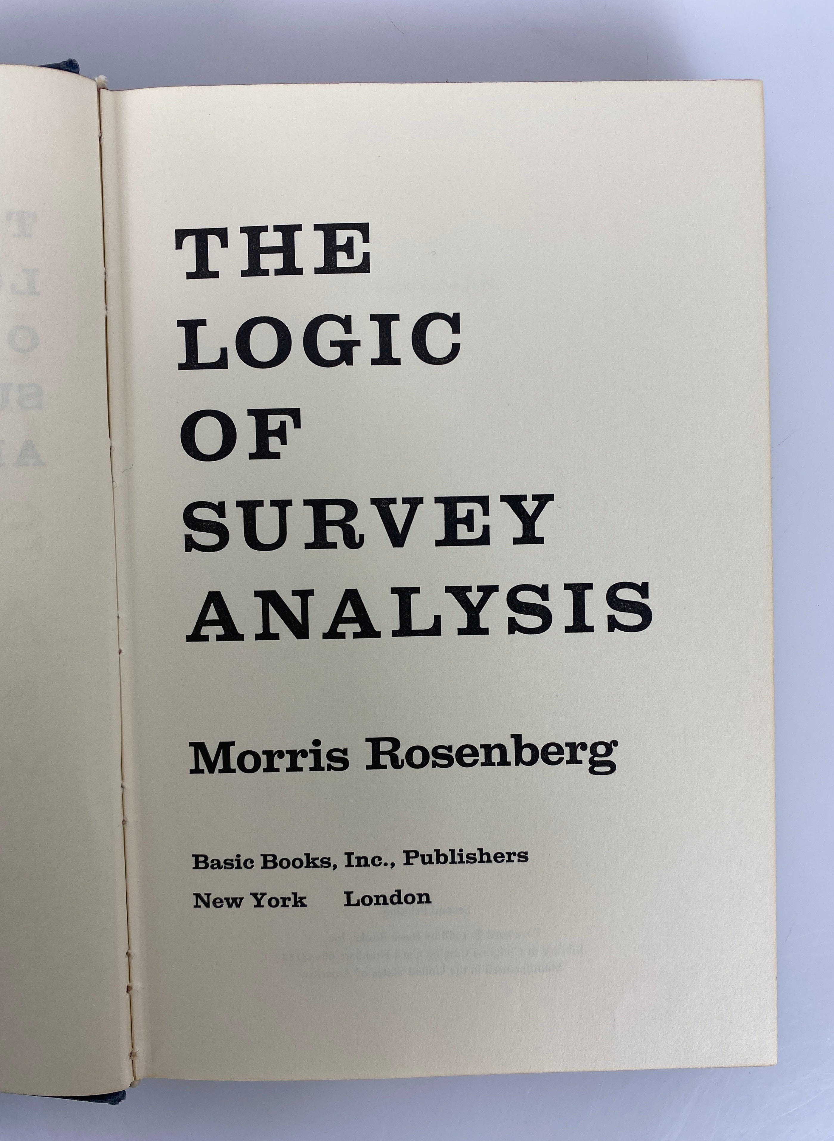The Logic of Survey Analysis by Morris Rosenberg 1968 2nd Printing HC DJ