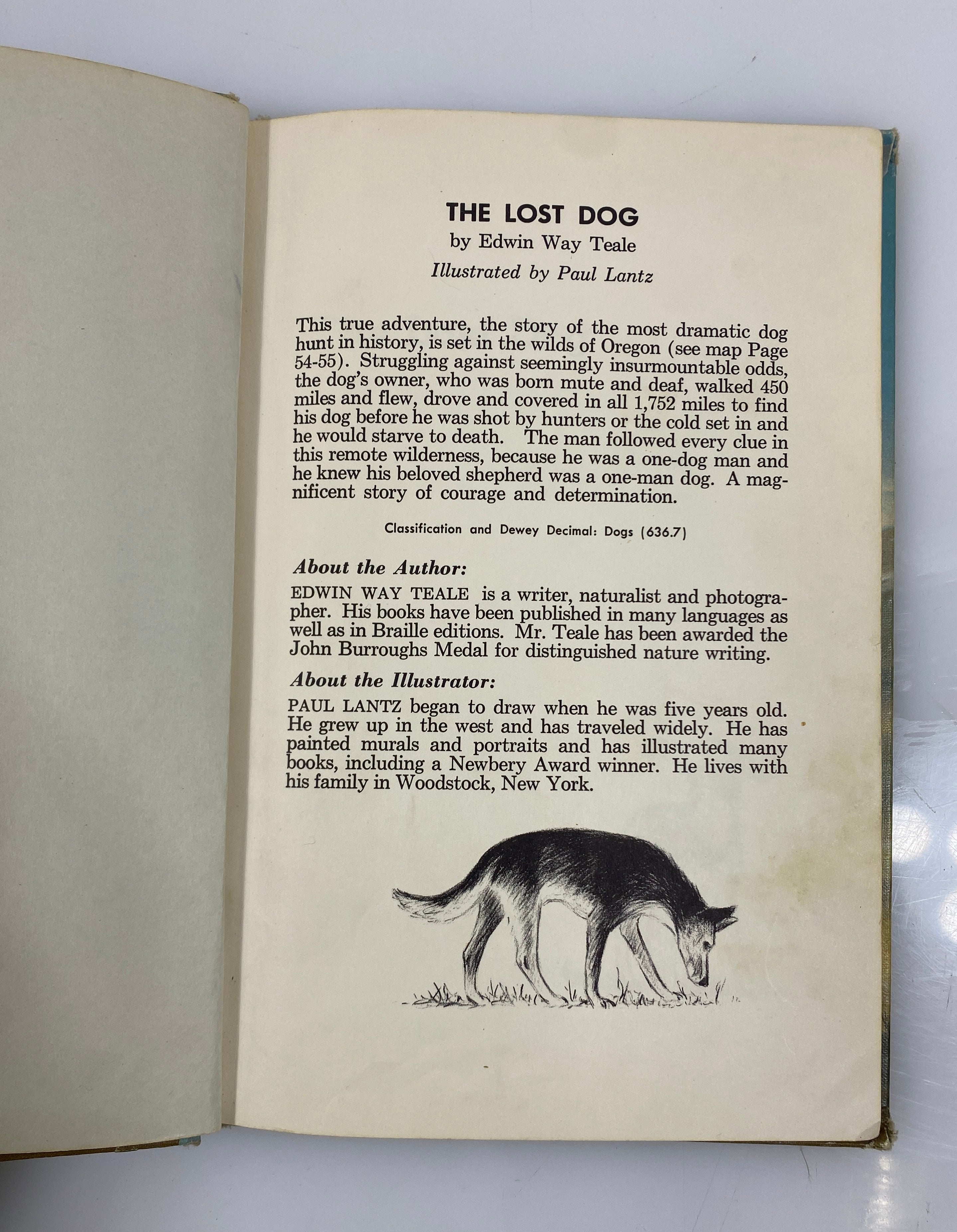 The Lost Dog by Edwin Way Teale 1968 Vintage Ex-Library HC
