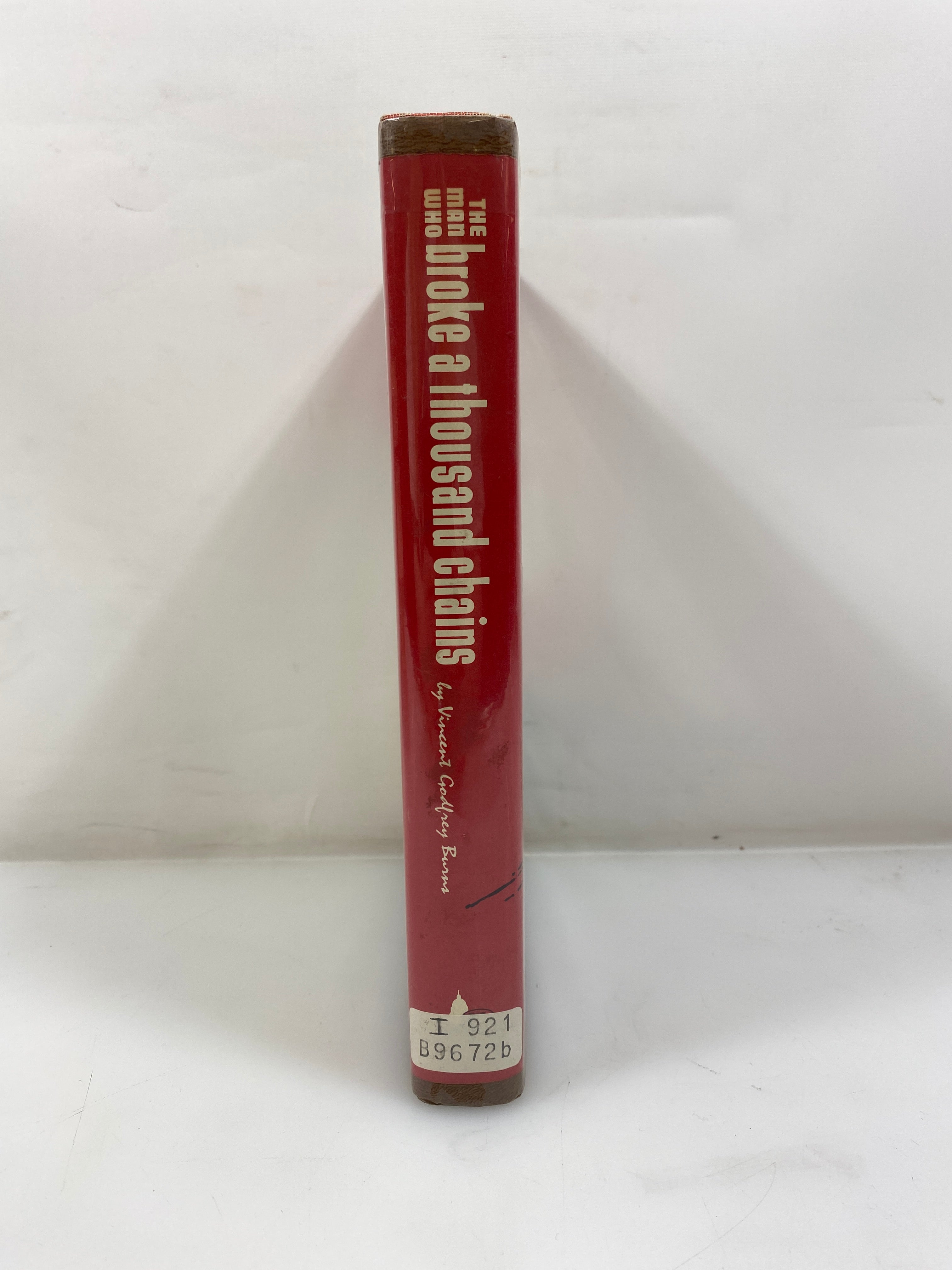 The Man Who Broke a Thousand Chains by Burns Ex-library 1968 HCDJ