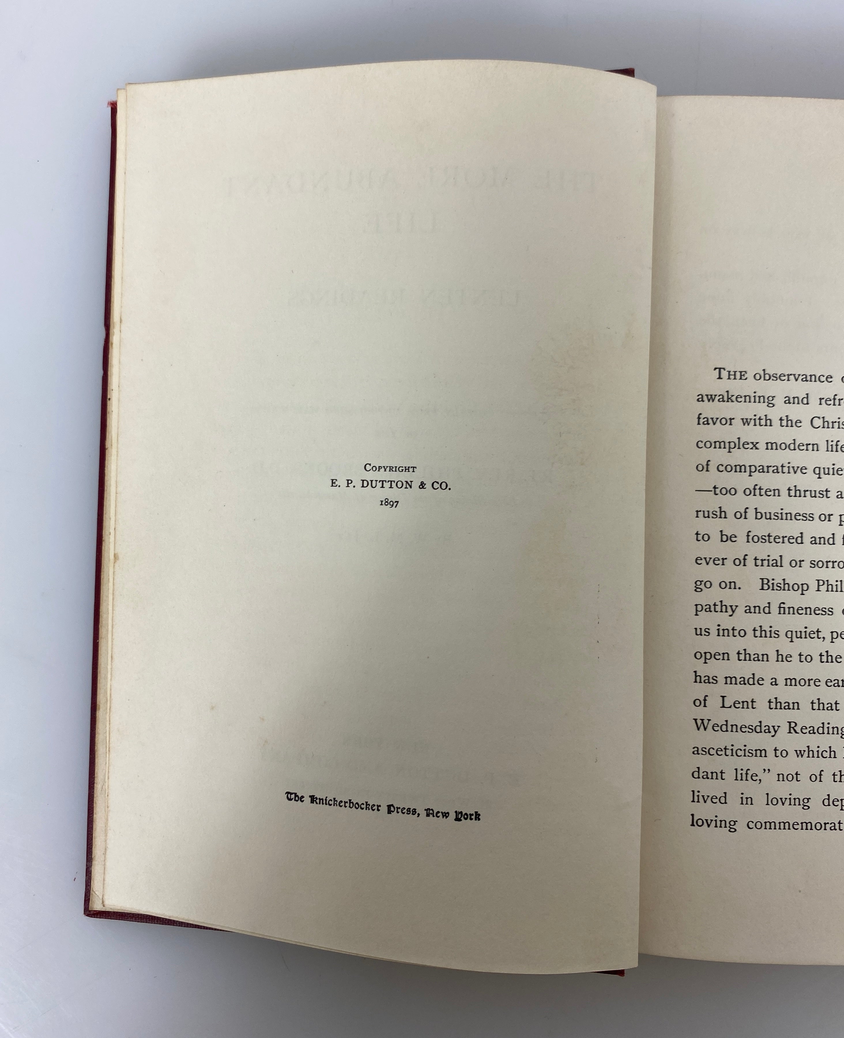 The More Abundant Life Lenten Readings Phillips Brooks 1904 Antique HC