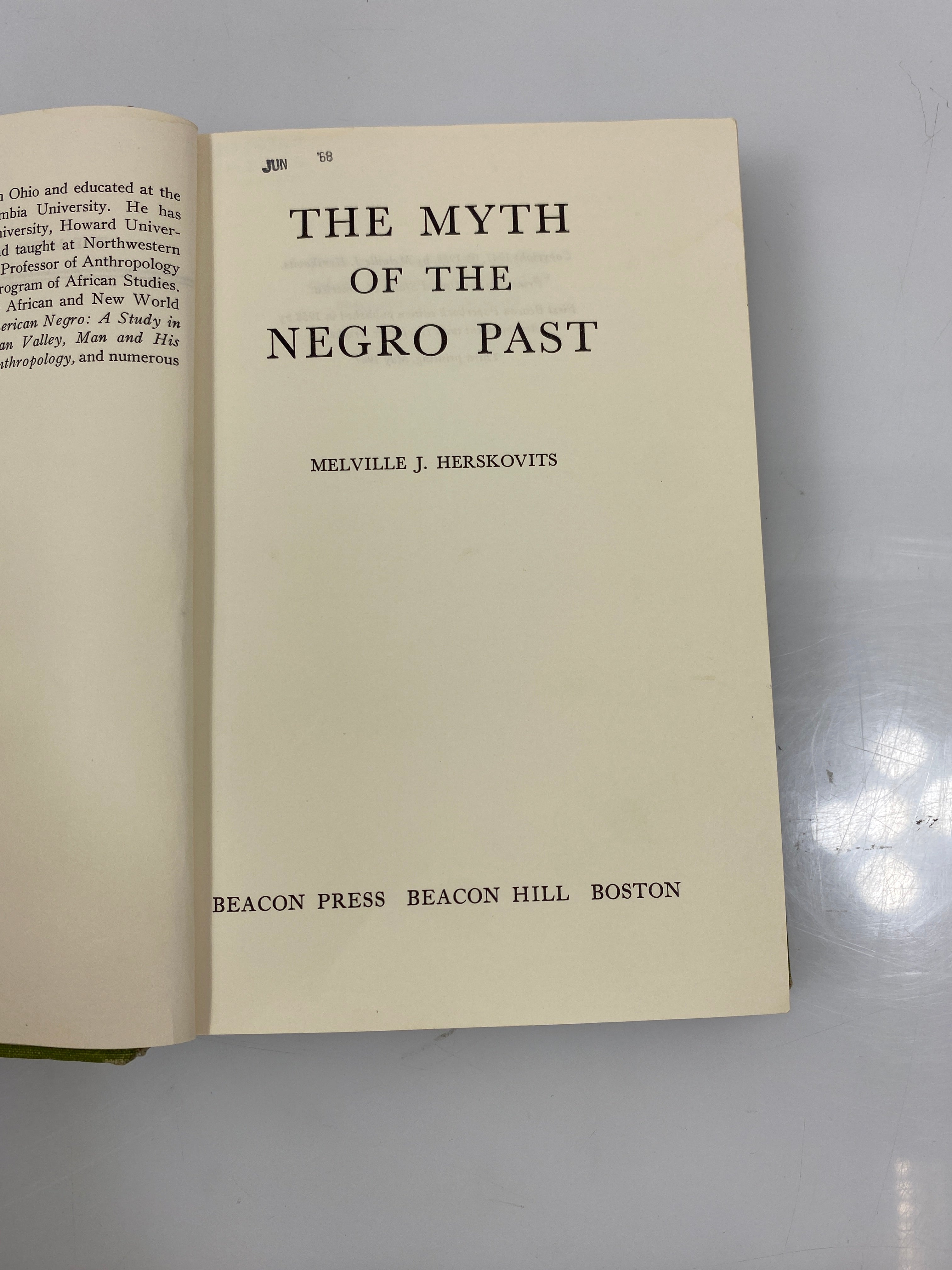 The Myth of the Negro Past by Herskovits Ex-library 1958 HC