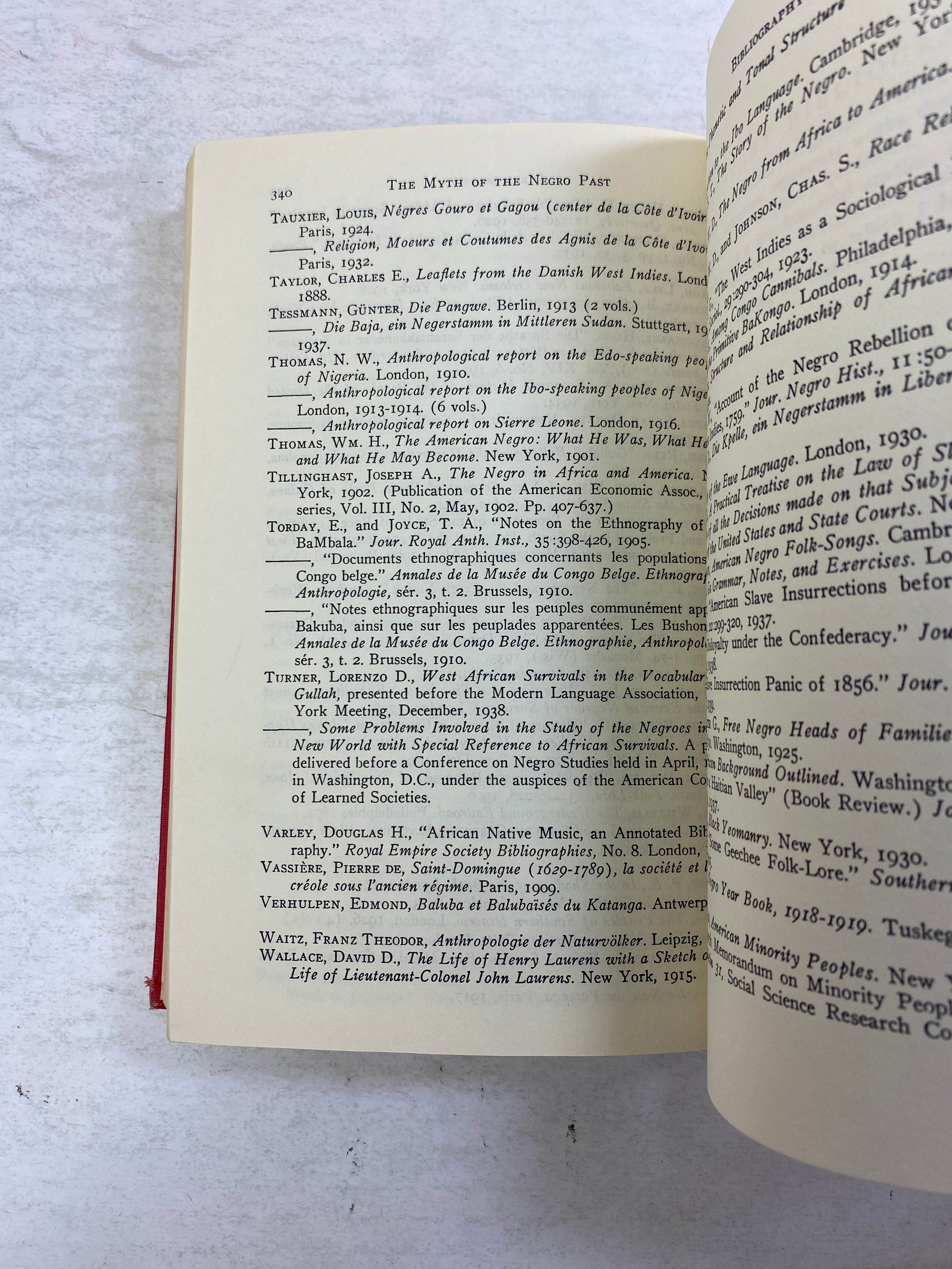 The Myth of the Negro Past Ex-library 1969 HC