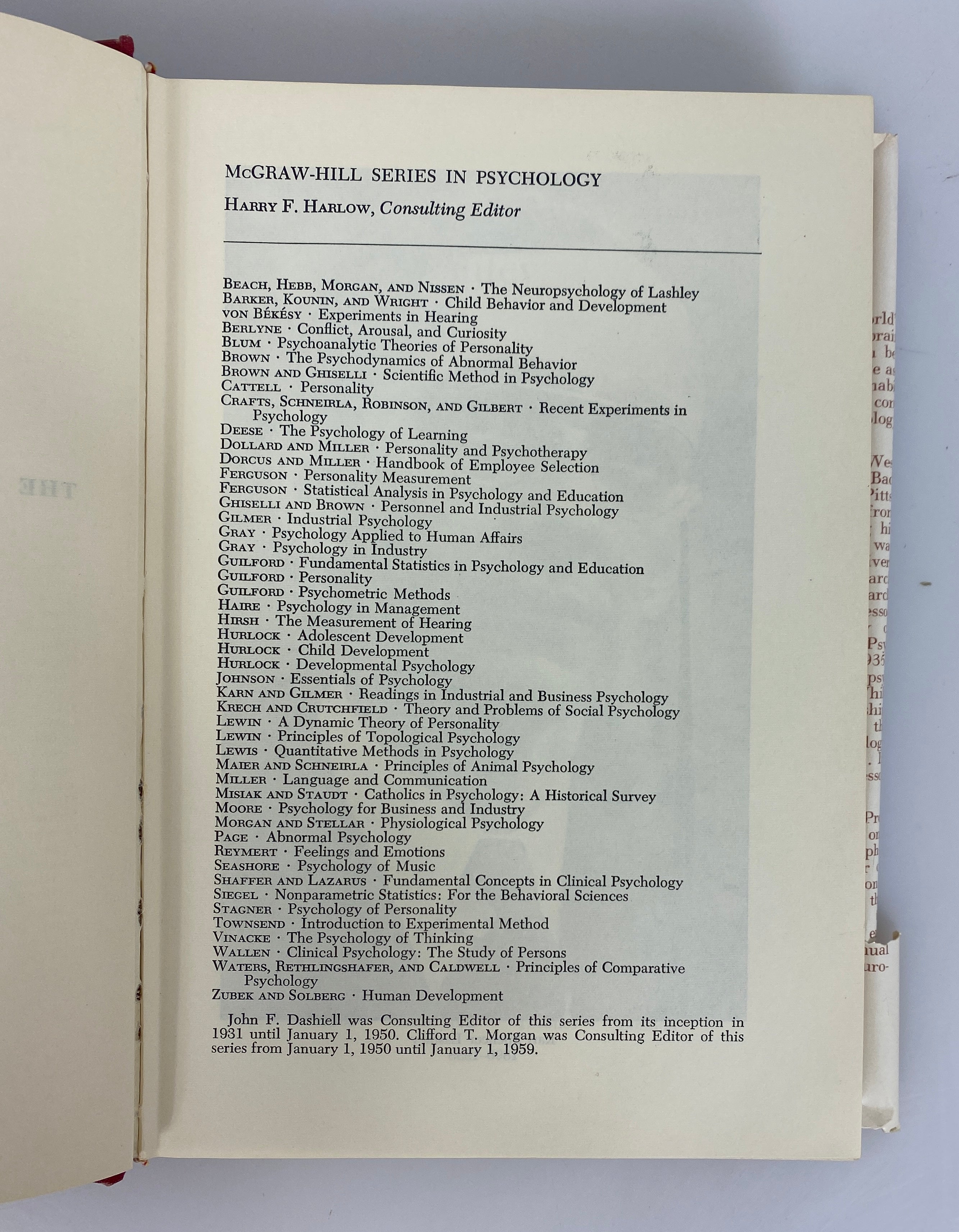 The Neuropsychology of Lashley 1960 McGraw-Hill Vintage HC DJ