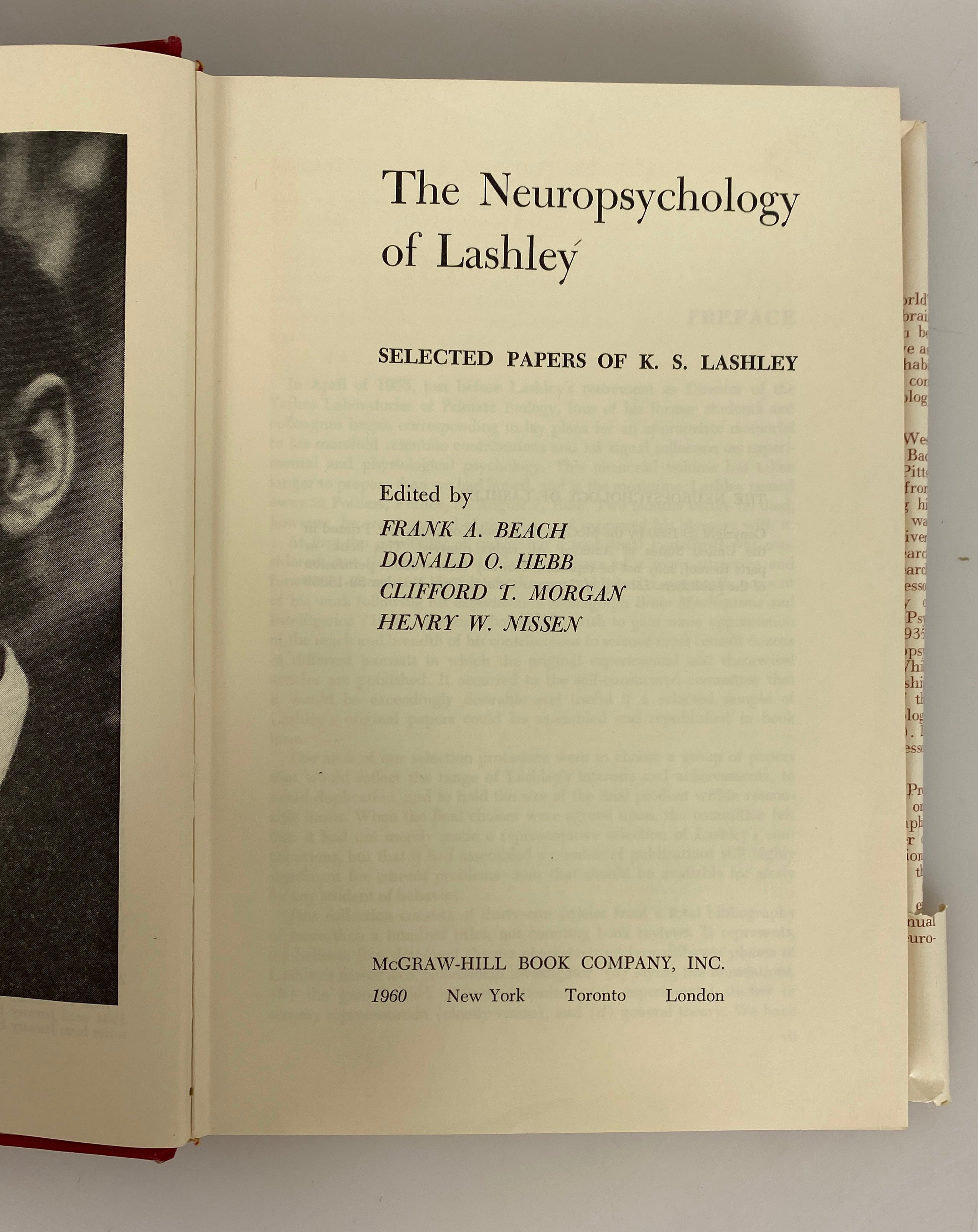 The Neuropsychology of Lashley 1960 McGraw-Hill Vintage HC DJ