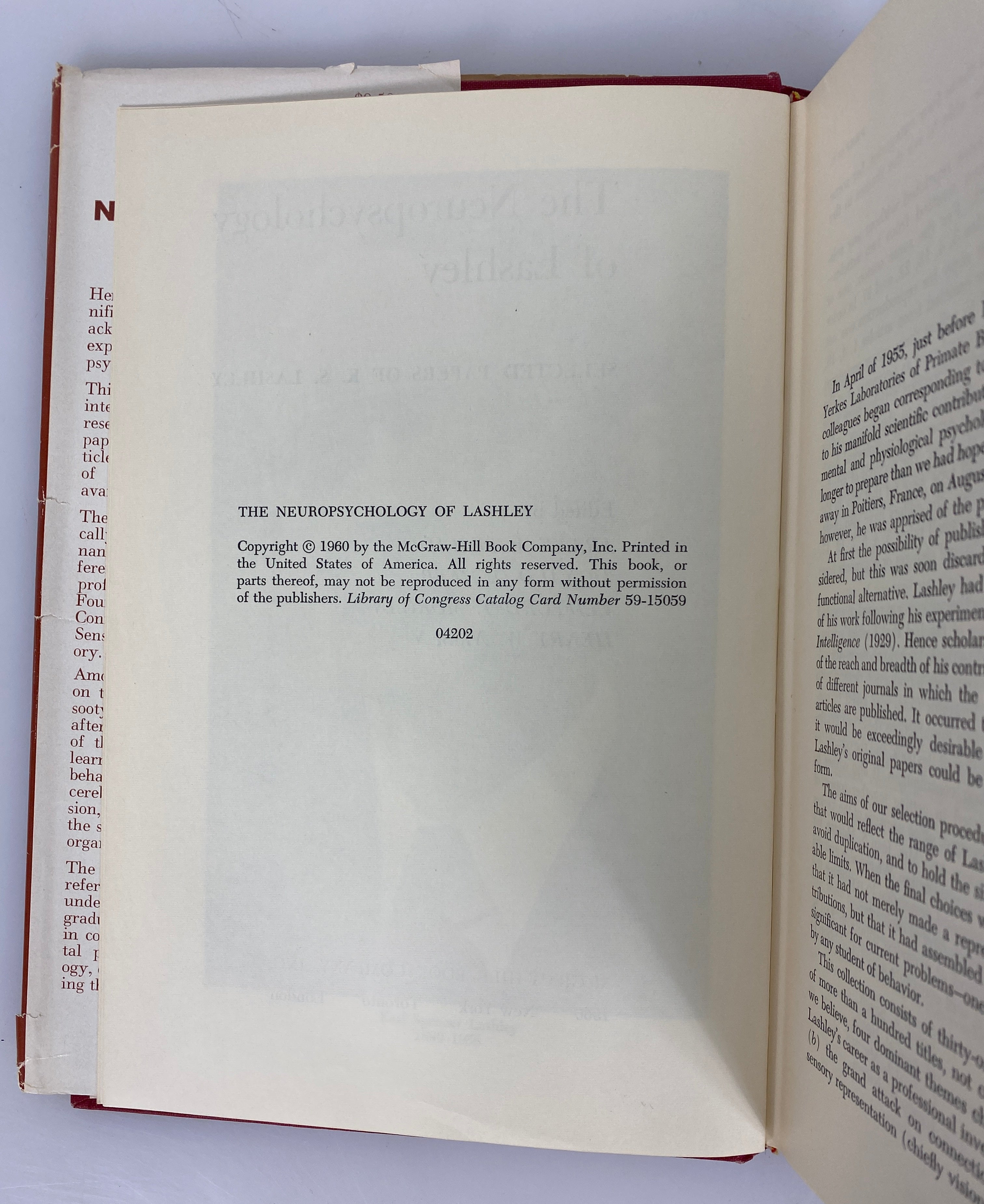 The Neuropsychology of Lashley 1960 McGraw-Hill Vintage HC DJ