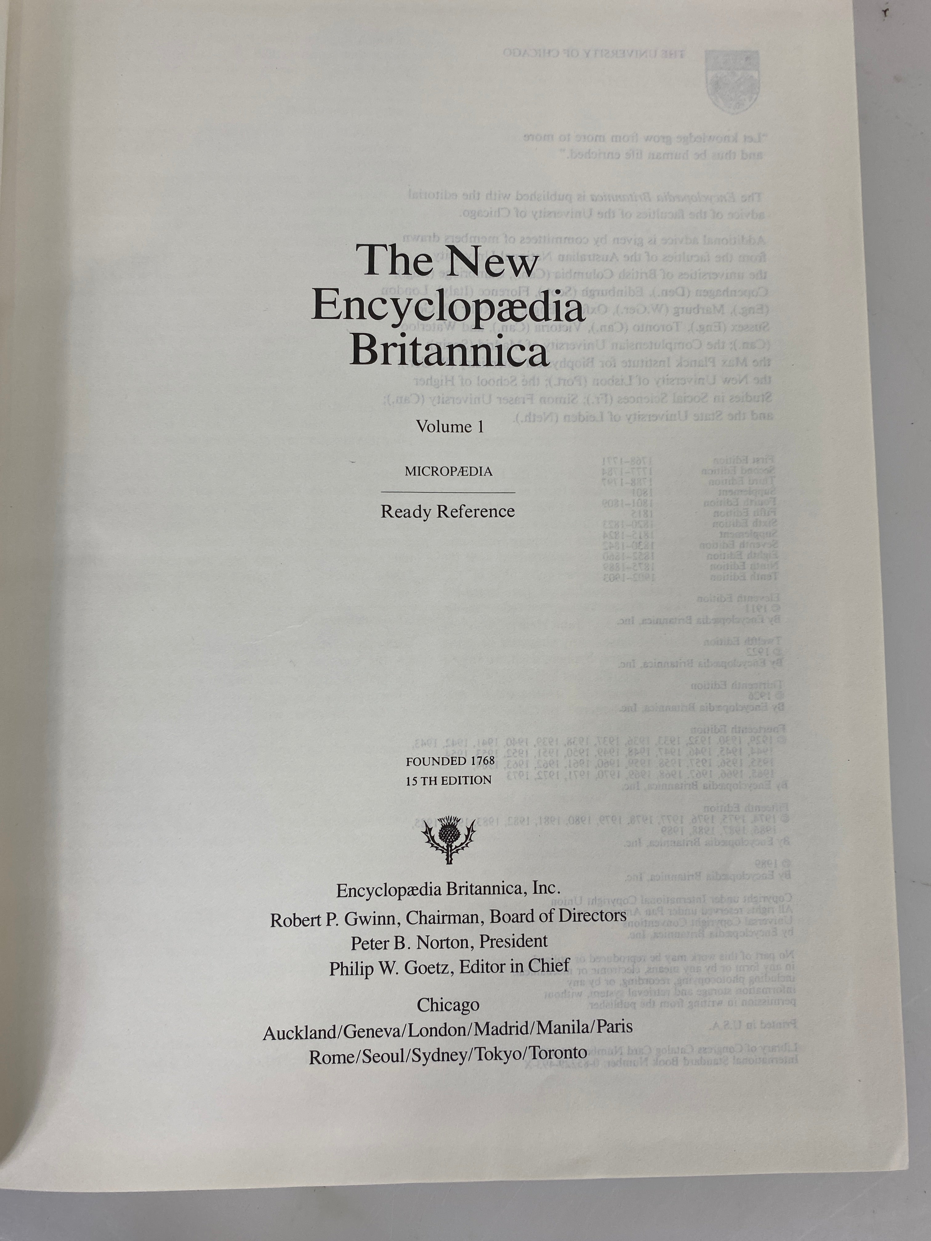 The New Encyclopedia Britannica 15th Ed vol 1-29+2 indx 1989 & 90 annual 1989 HC
