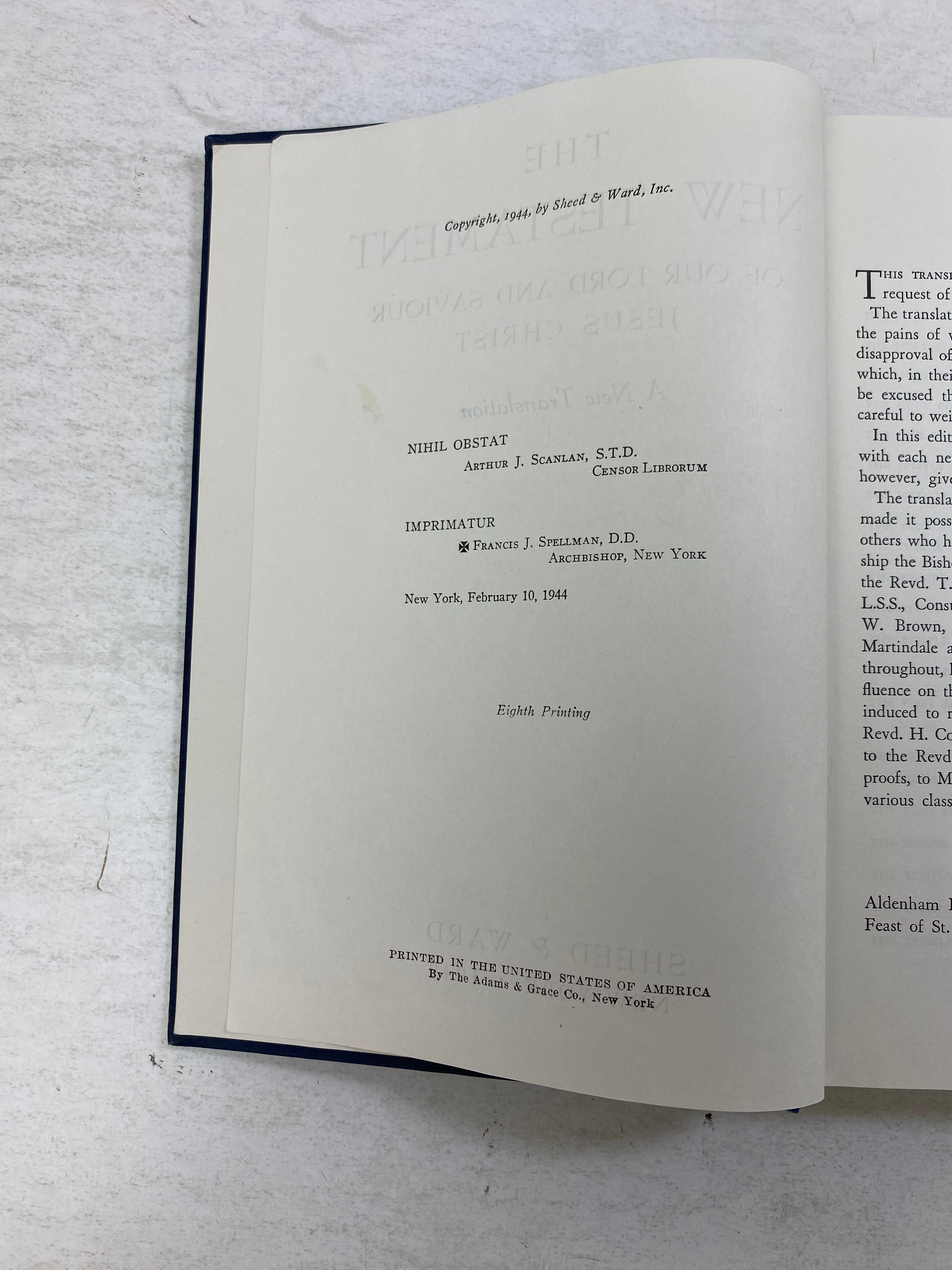 The New Testament: a New Translation Sheed & Ward 1944 HC