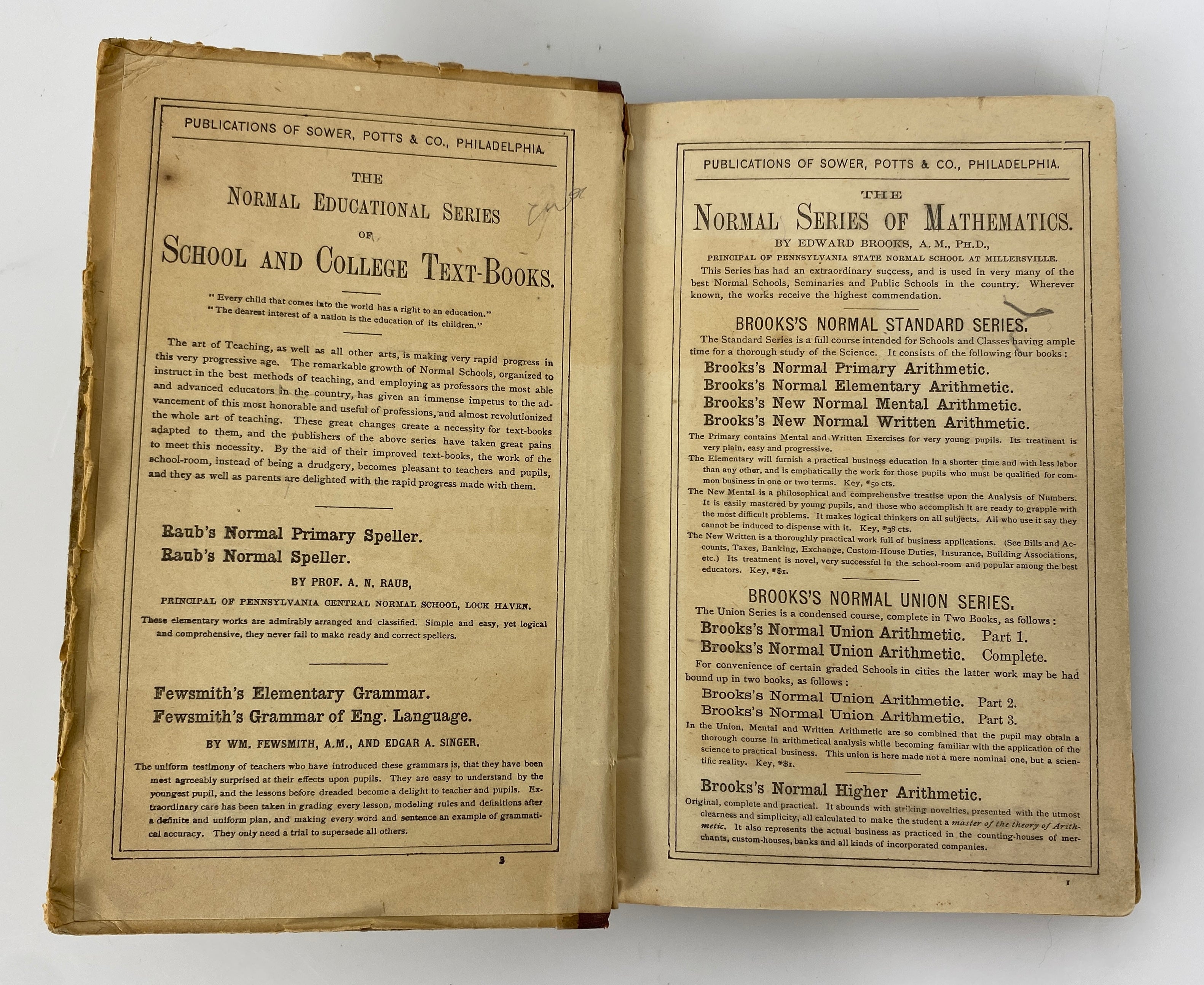 The Normal Union Arithmetic Part III by Edward Brooks 1877 Antique HC