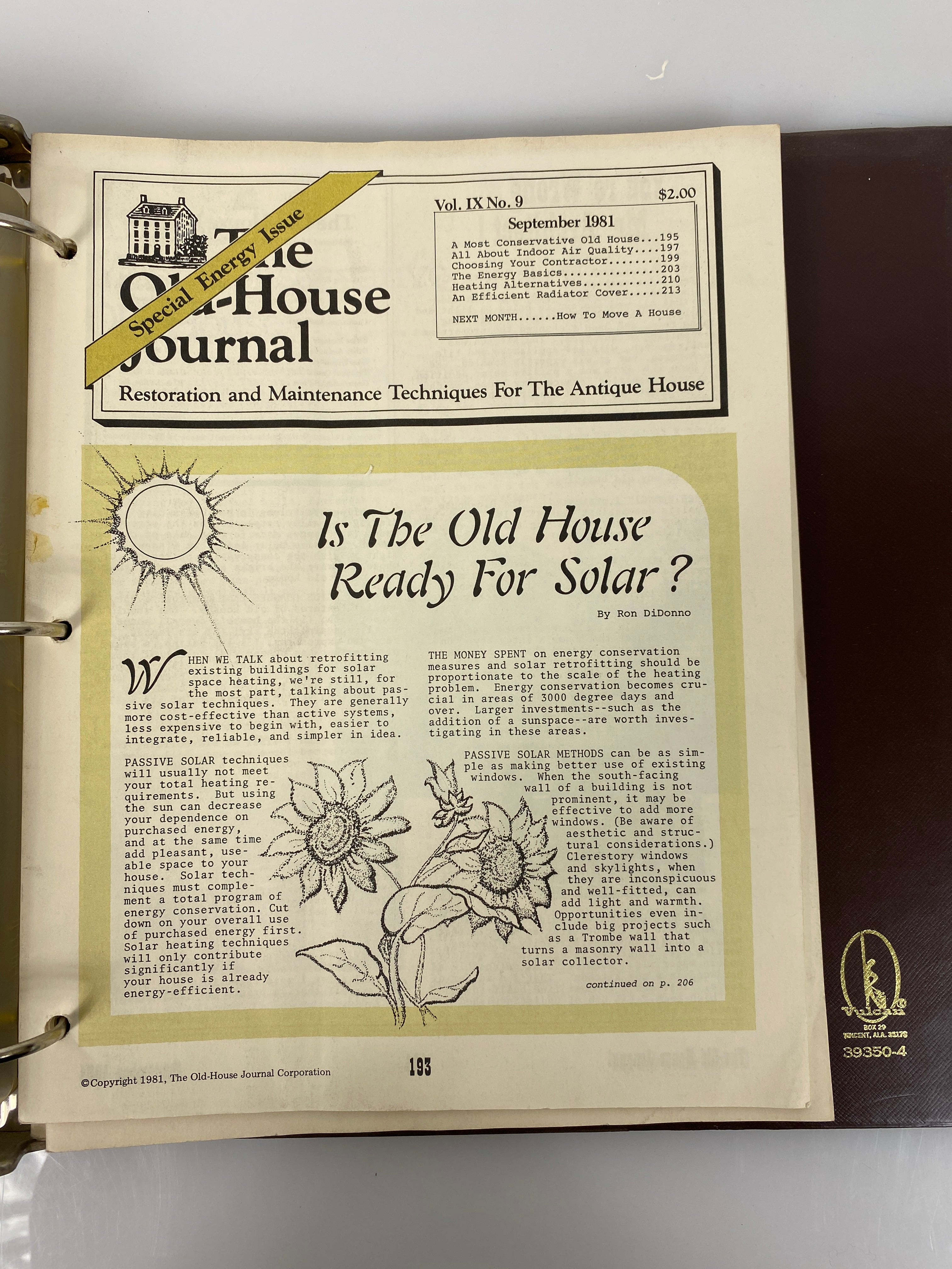 The Old-House Journal magazine/newsletter run 1980-1981 (complete run)