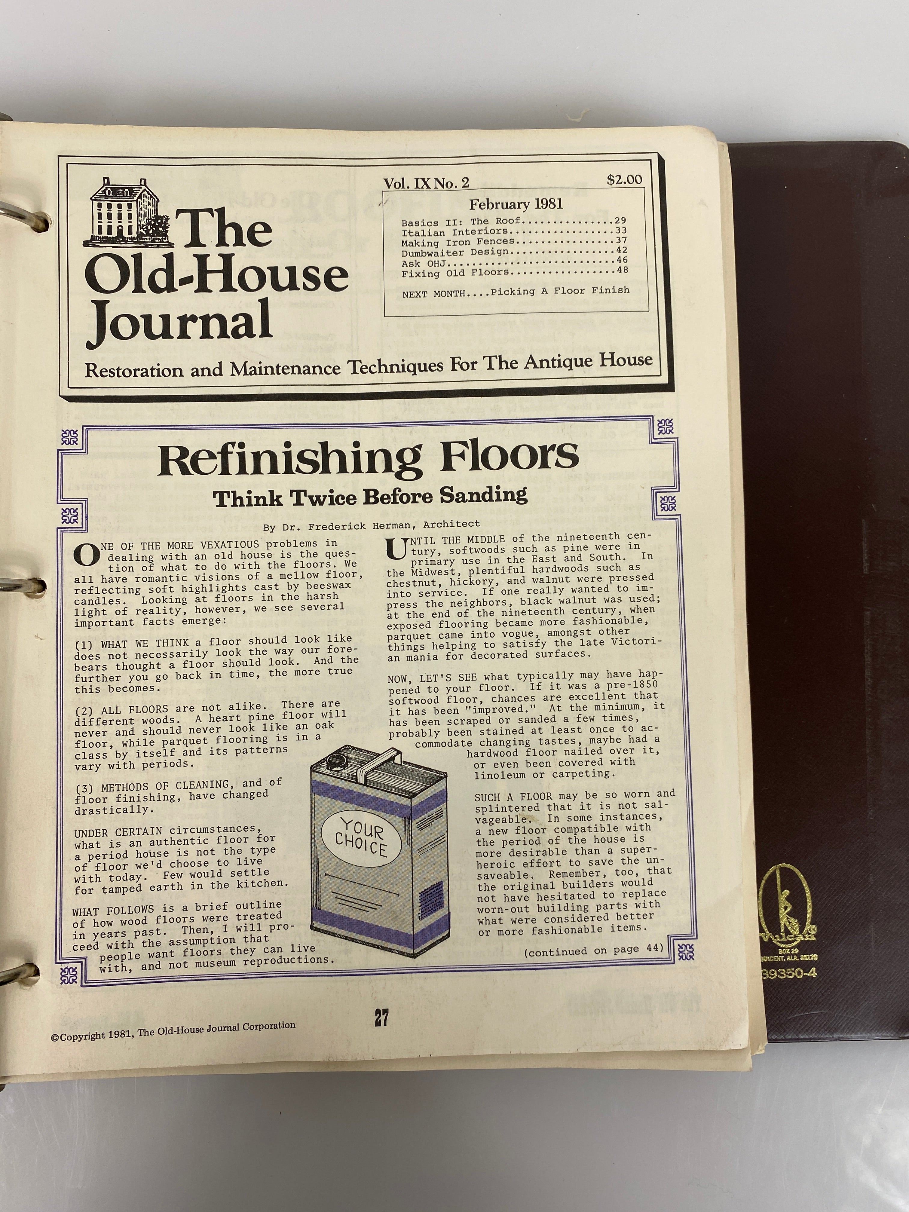 The Old-House Journal magazine/newsletter run 1982-1983 (complete run)