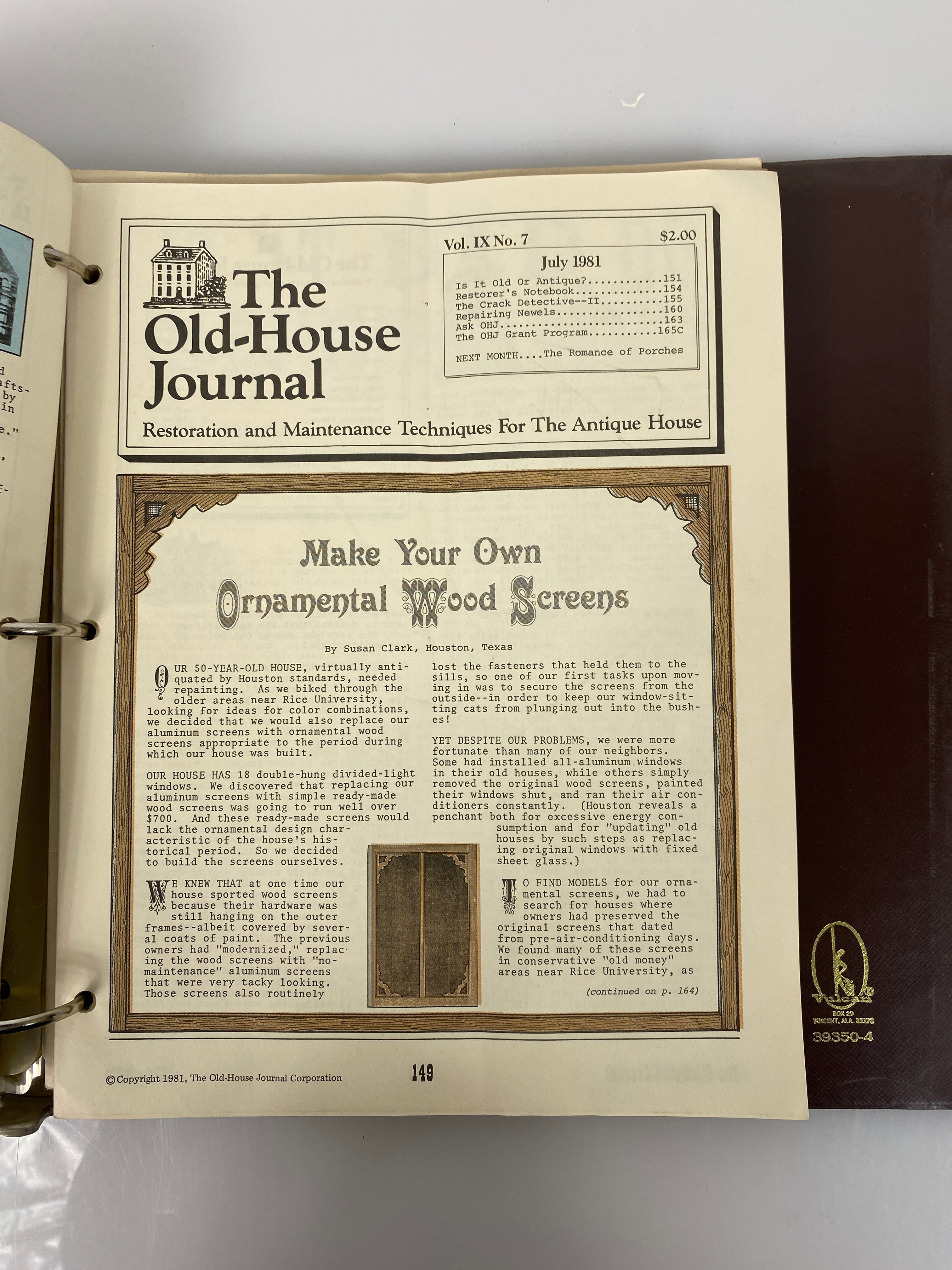 The Old-House Journal magazine/newsletter run 1982-1983 (complete run)