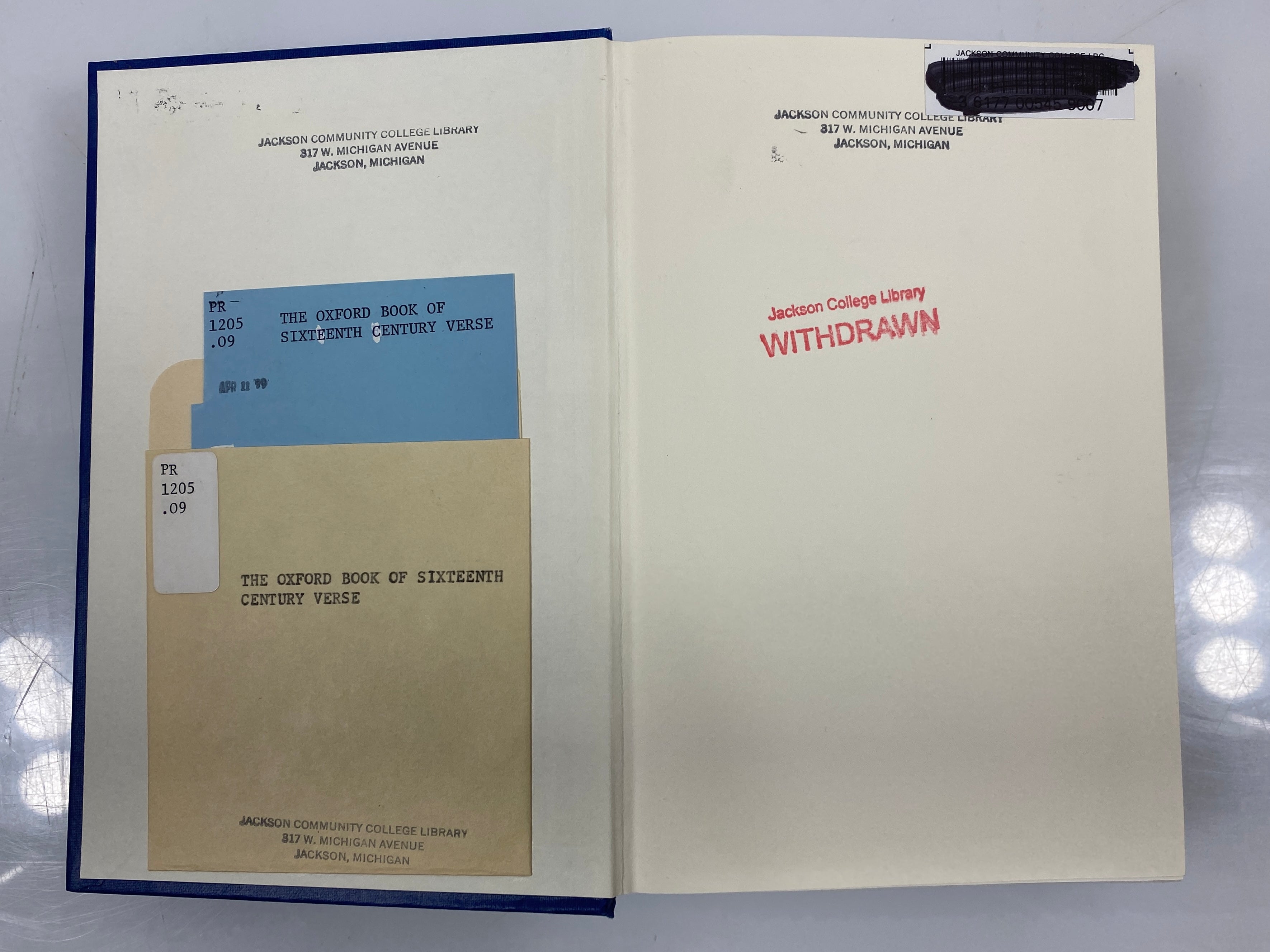 The Oxford Book of Sixteenth Century Verse 1966 Vintage Ex-Library HC