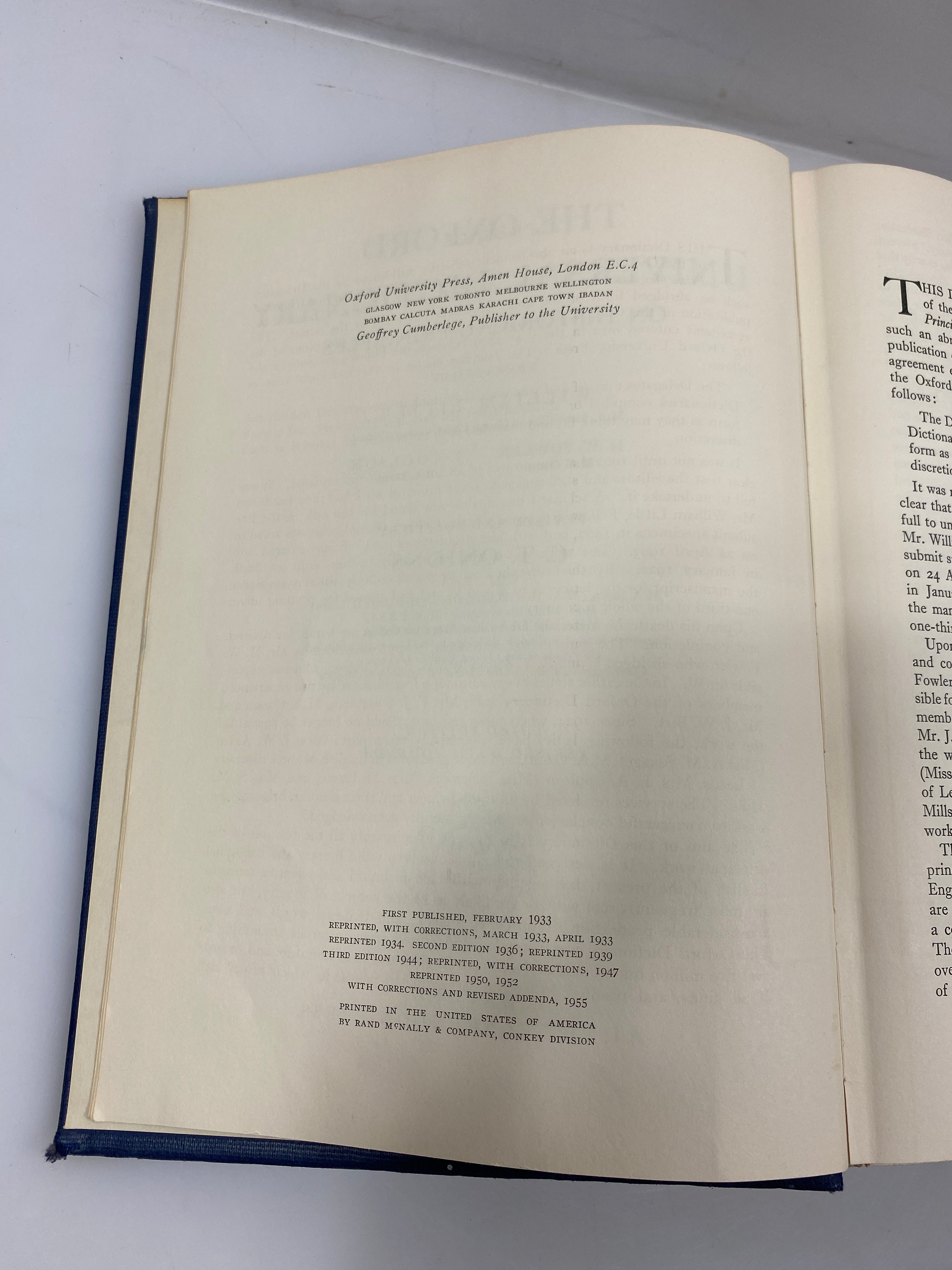 The Oxford Universal Dictionary on Historical Principles 3rd Ed. 1955 HC