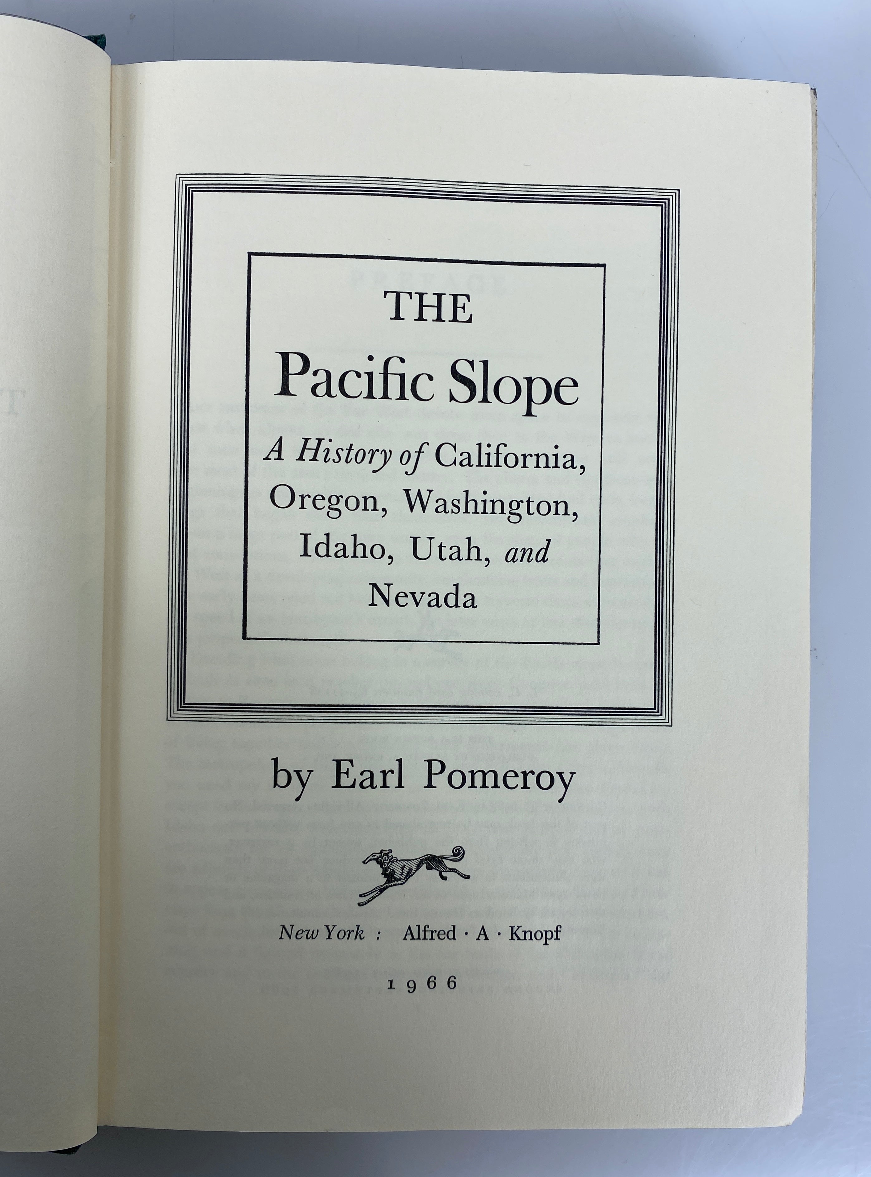 The Pacific Slope by Earl Pomeroy 1966 Second Printing Vintage HC DJ