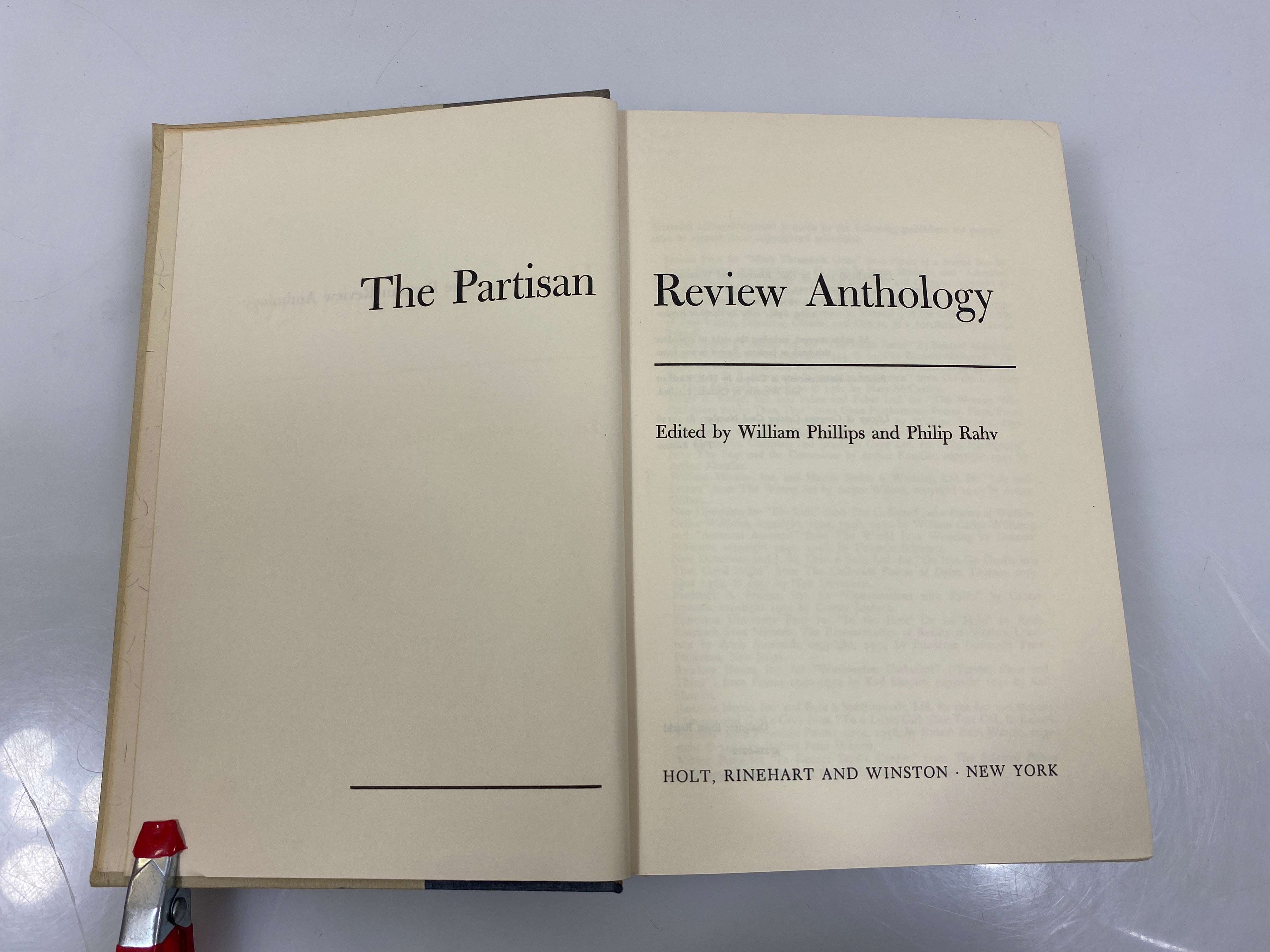 The Partisan Review Anthology Phillips/Rahv Ex-library 1962 HC