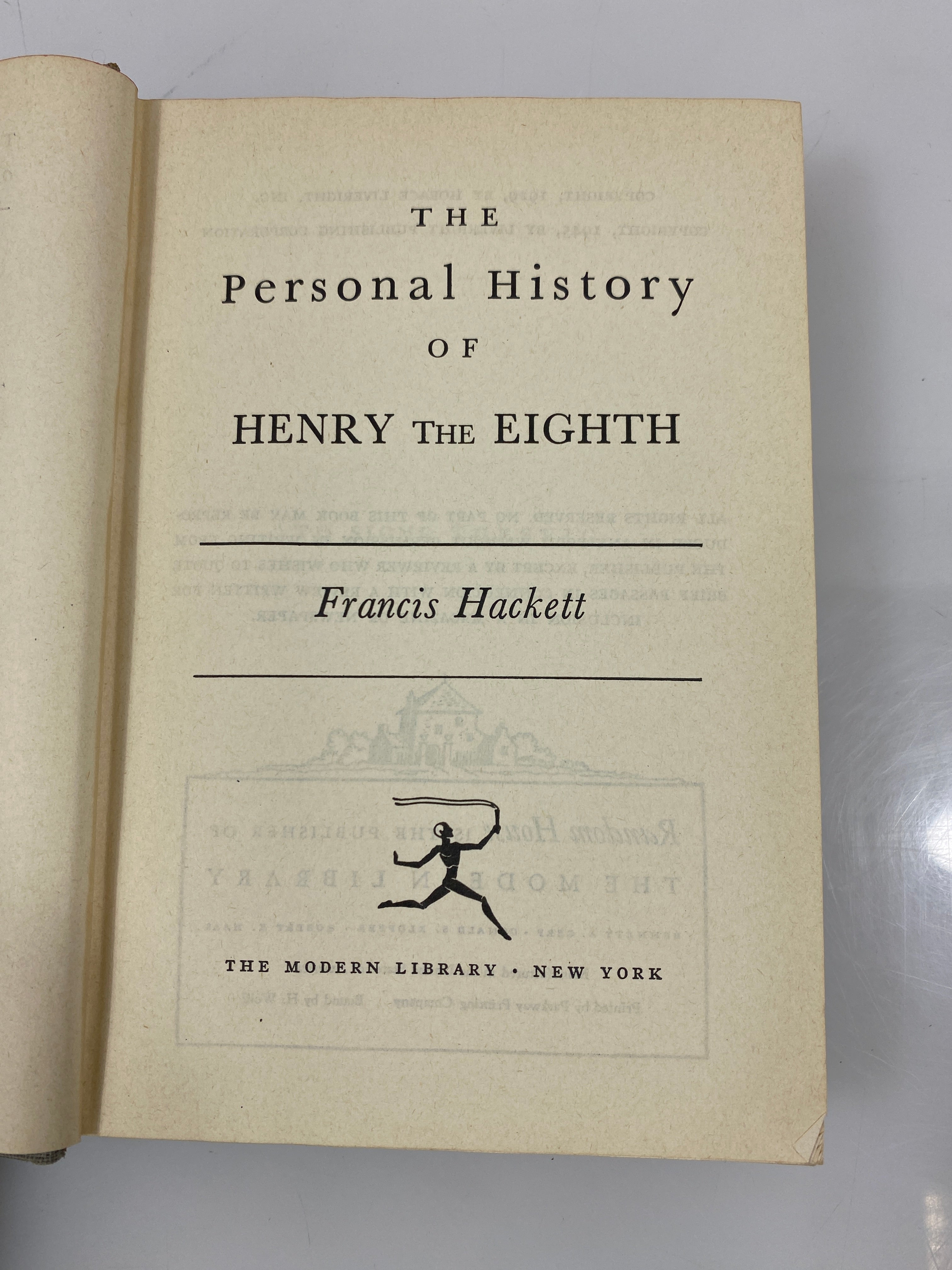 The Personal History of Henry The Eighth by Hackett 1945 HCDJ