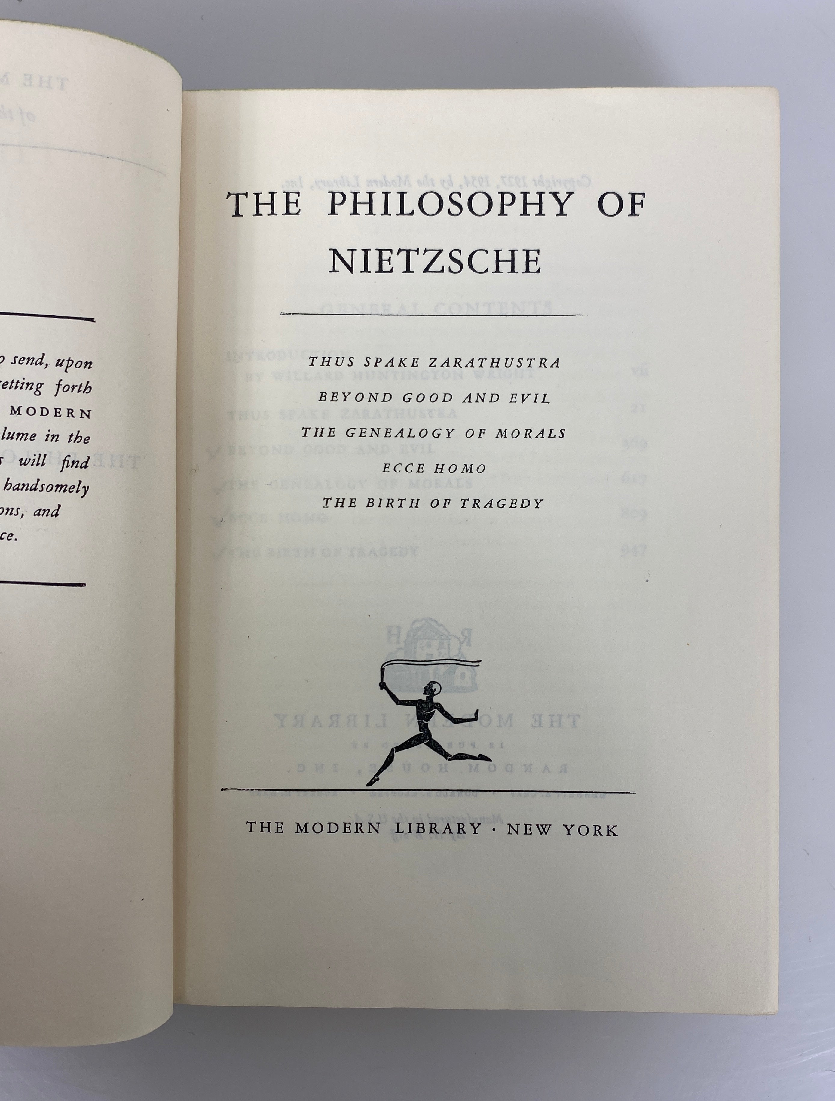 The Philosophy of Nietzsche 1954 The Modern Library HC
