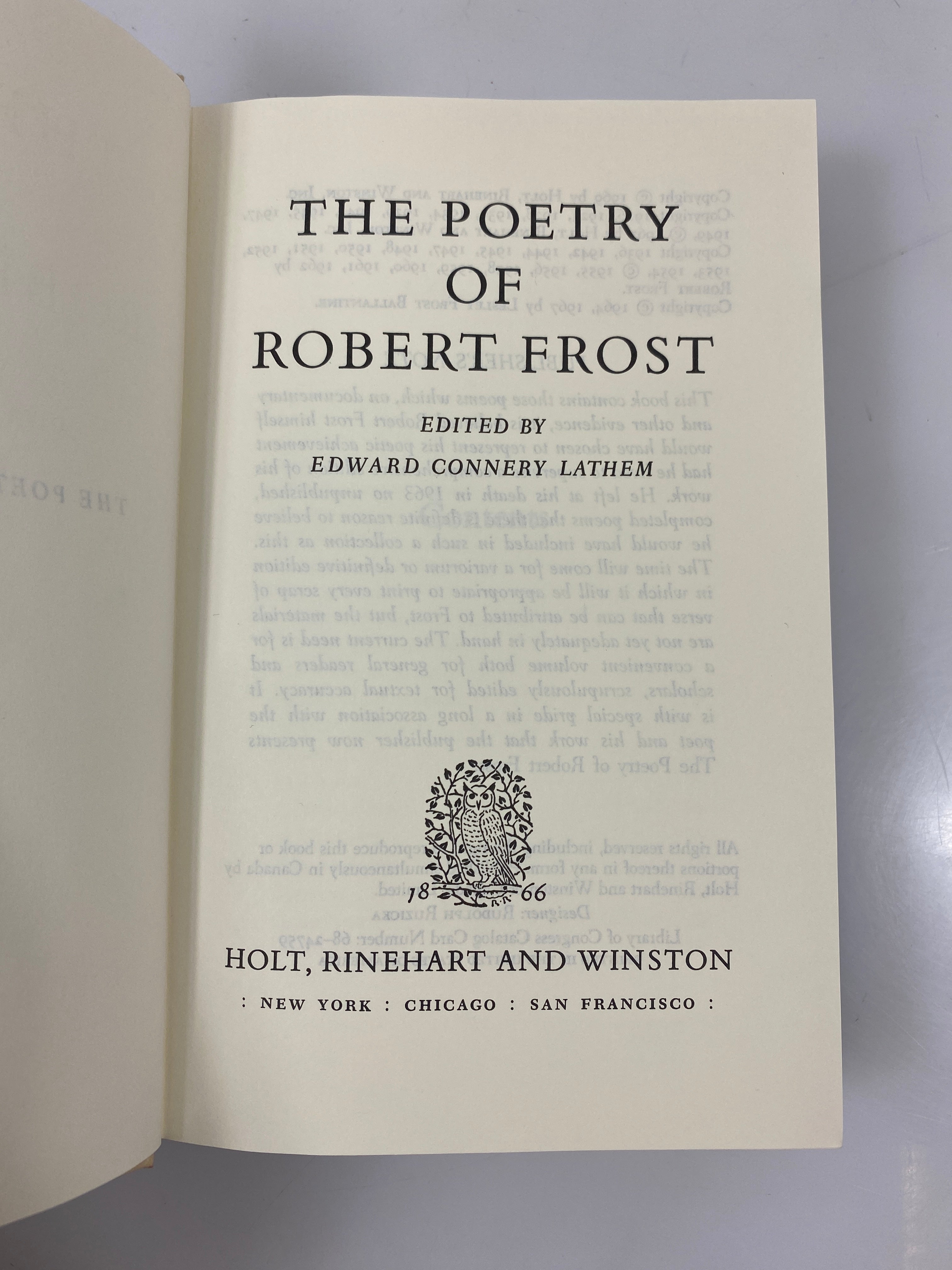 The Poetry of Robert Frost 1969 HCDJ