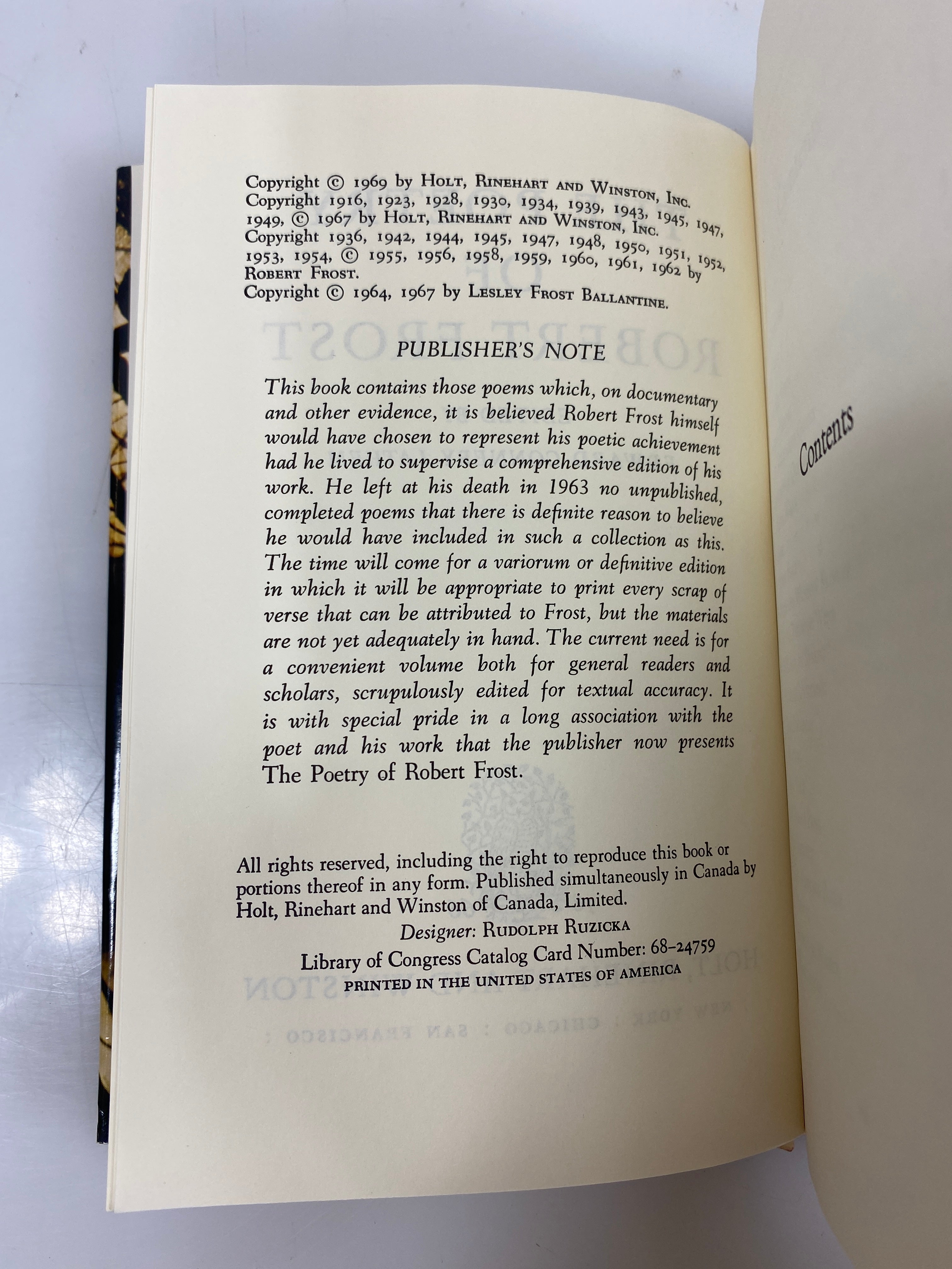 The Poetry of Robert Frost 1969 HCDJ