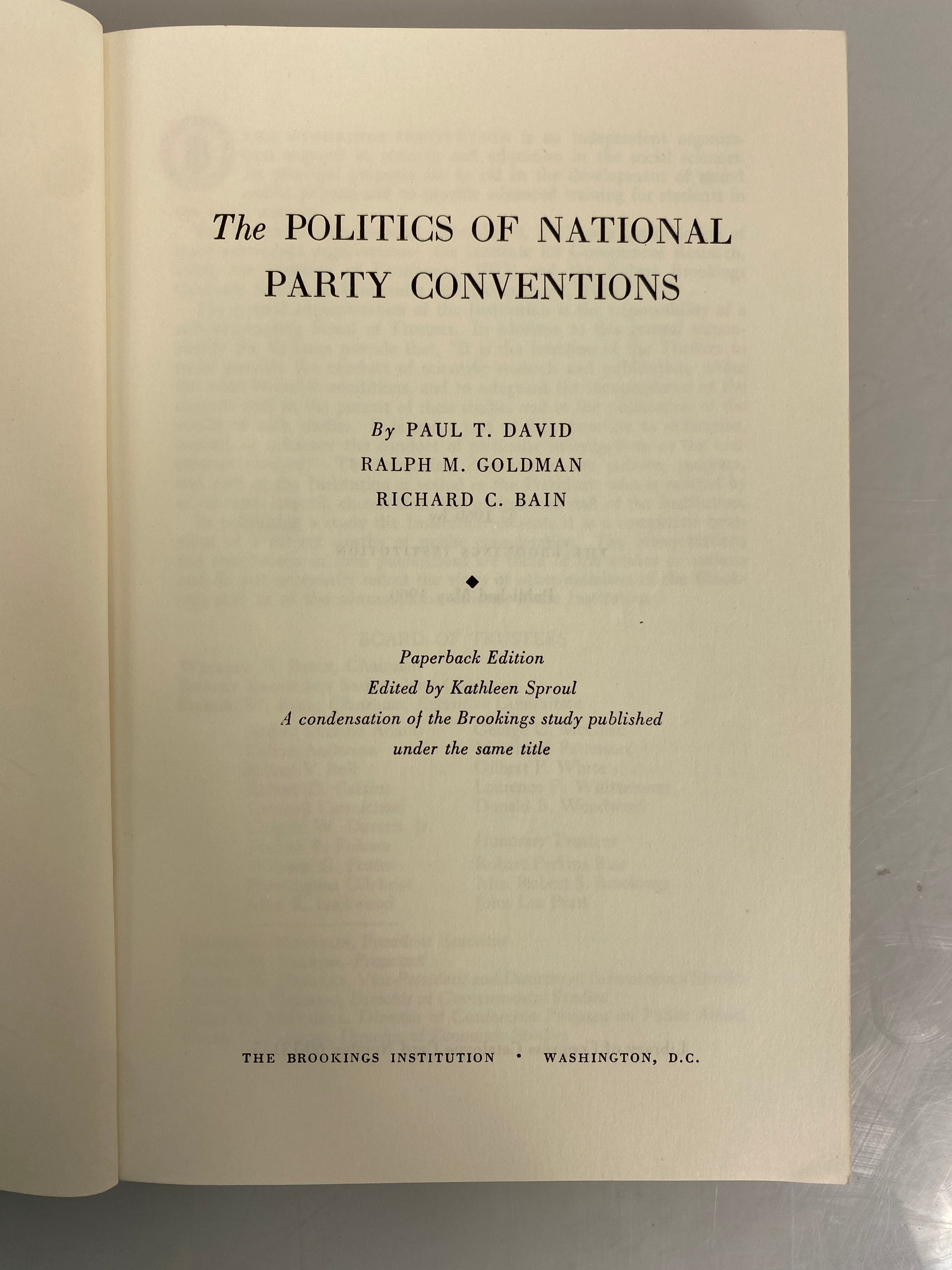 The Politics of National Party Conventions 1960 Signed Vintage SC