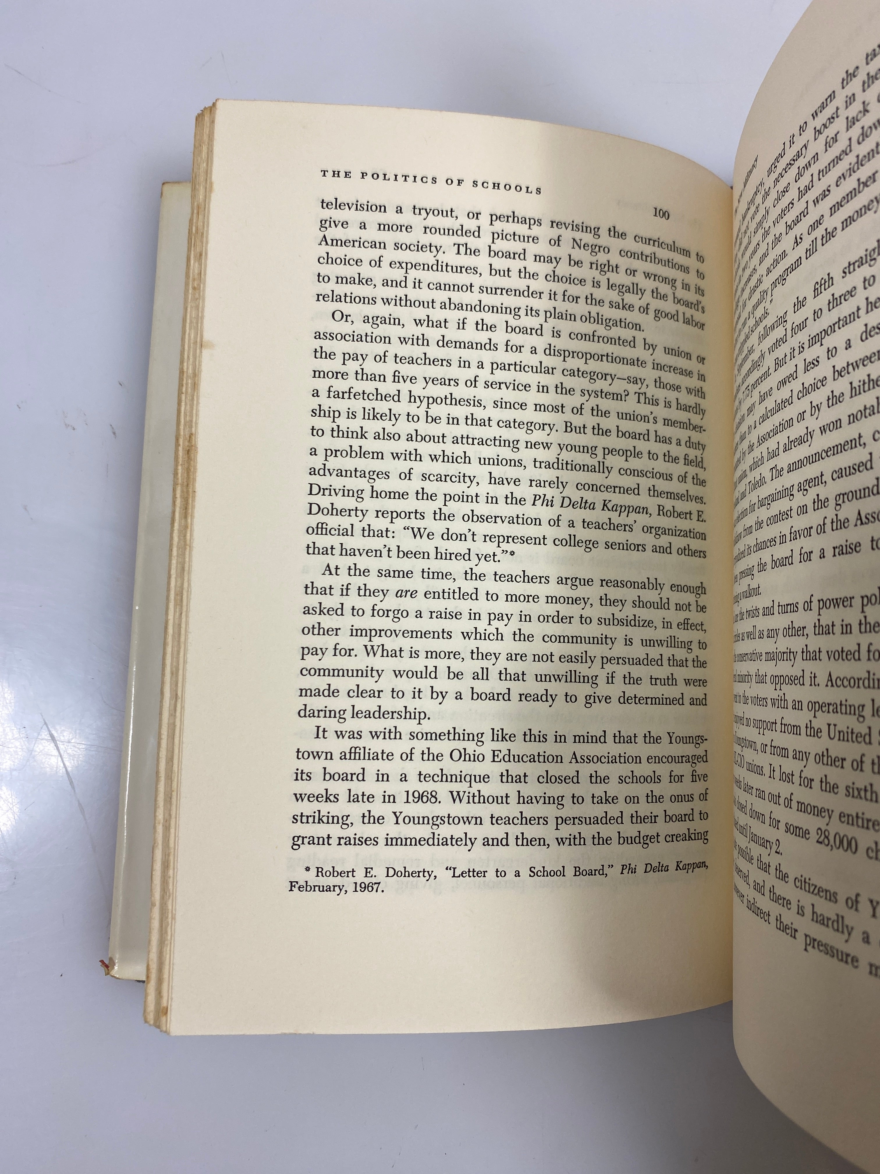The Politics of Schools by Bendiner 1969 1st Ed. HCDJ