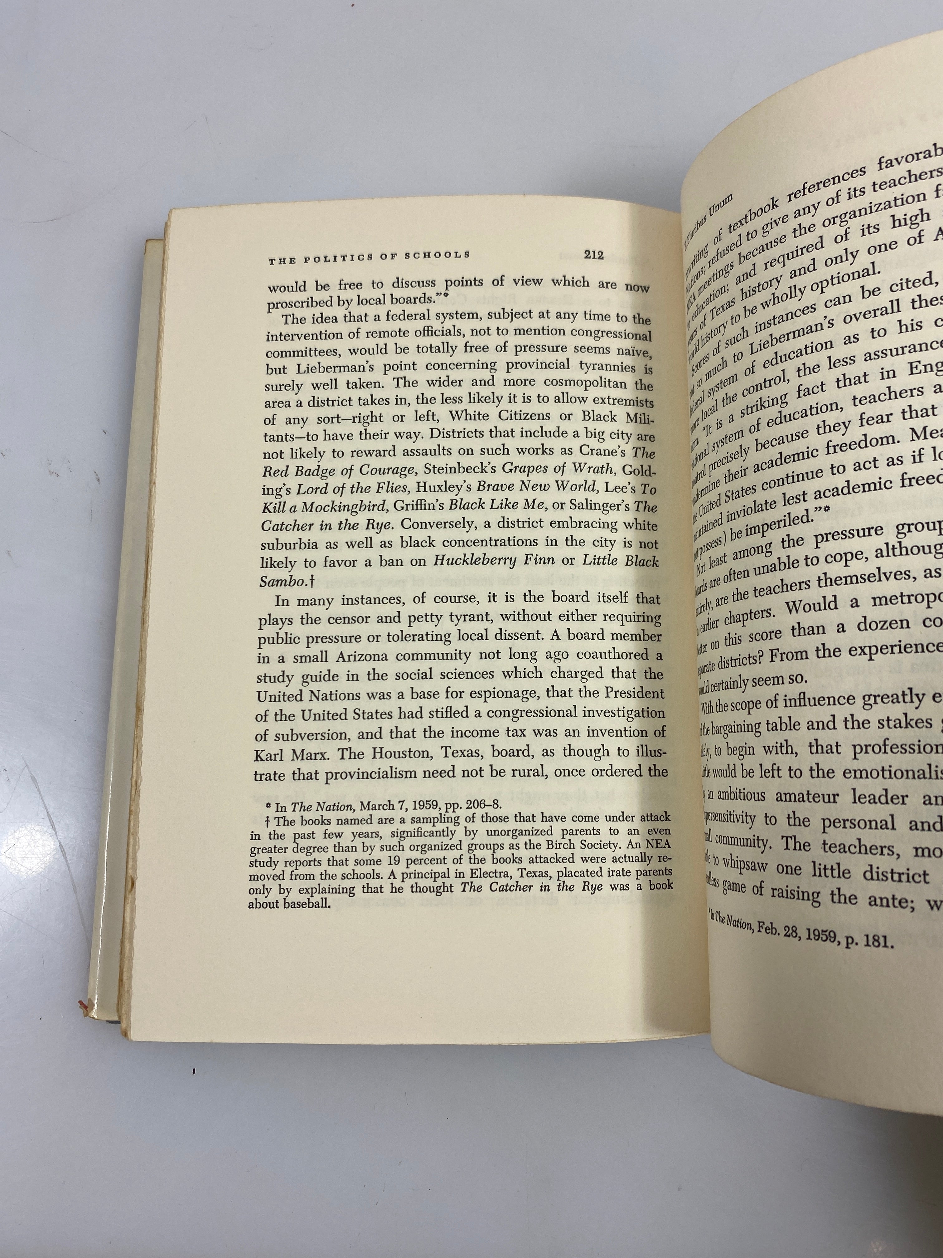 The Politics of Schools by Bendiner 1969 1st Ed. HCDJ