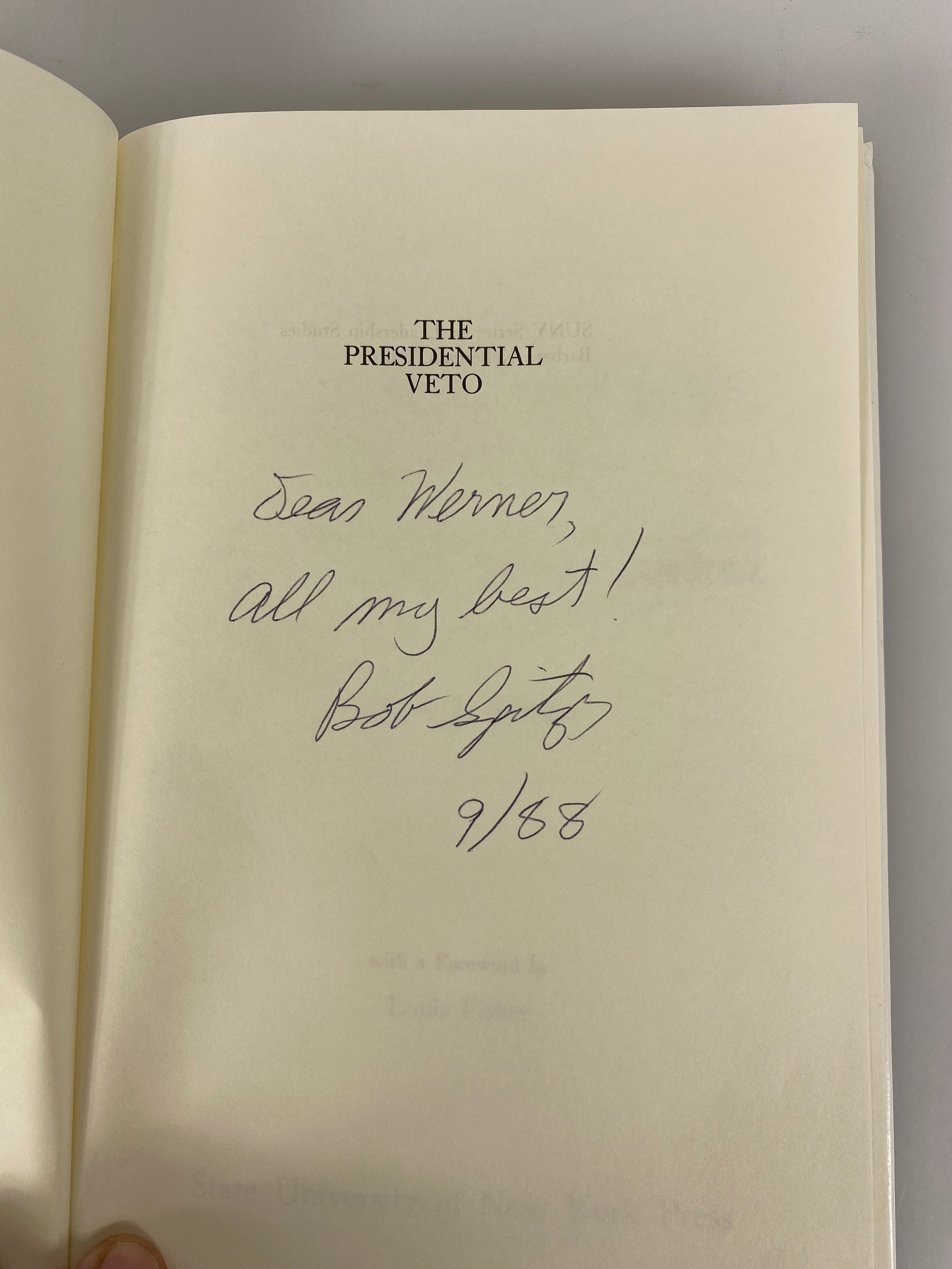 The Presidential Veto Robert Spitzer 1988 *signed*